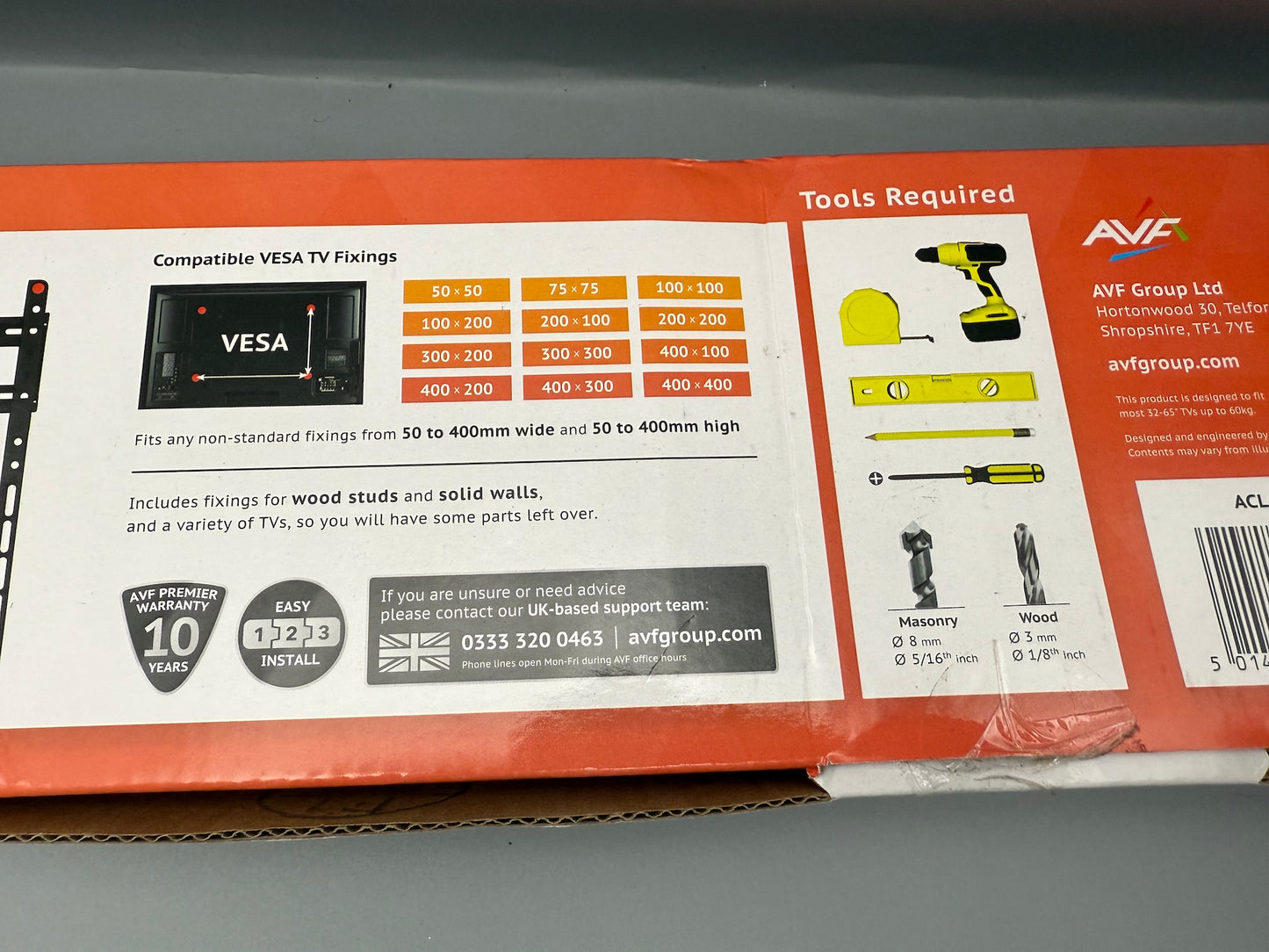 AVF Flat to Wall TV Wall Mount 32-65" Max 40kg