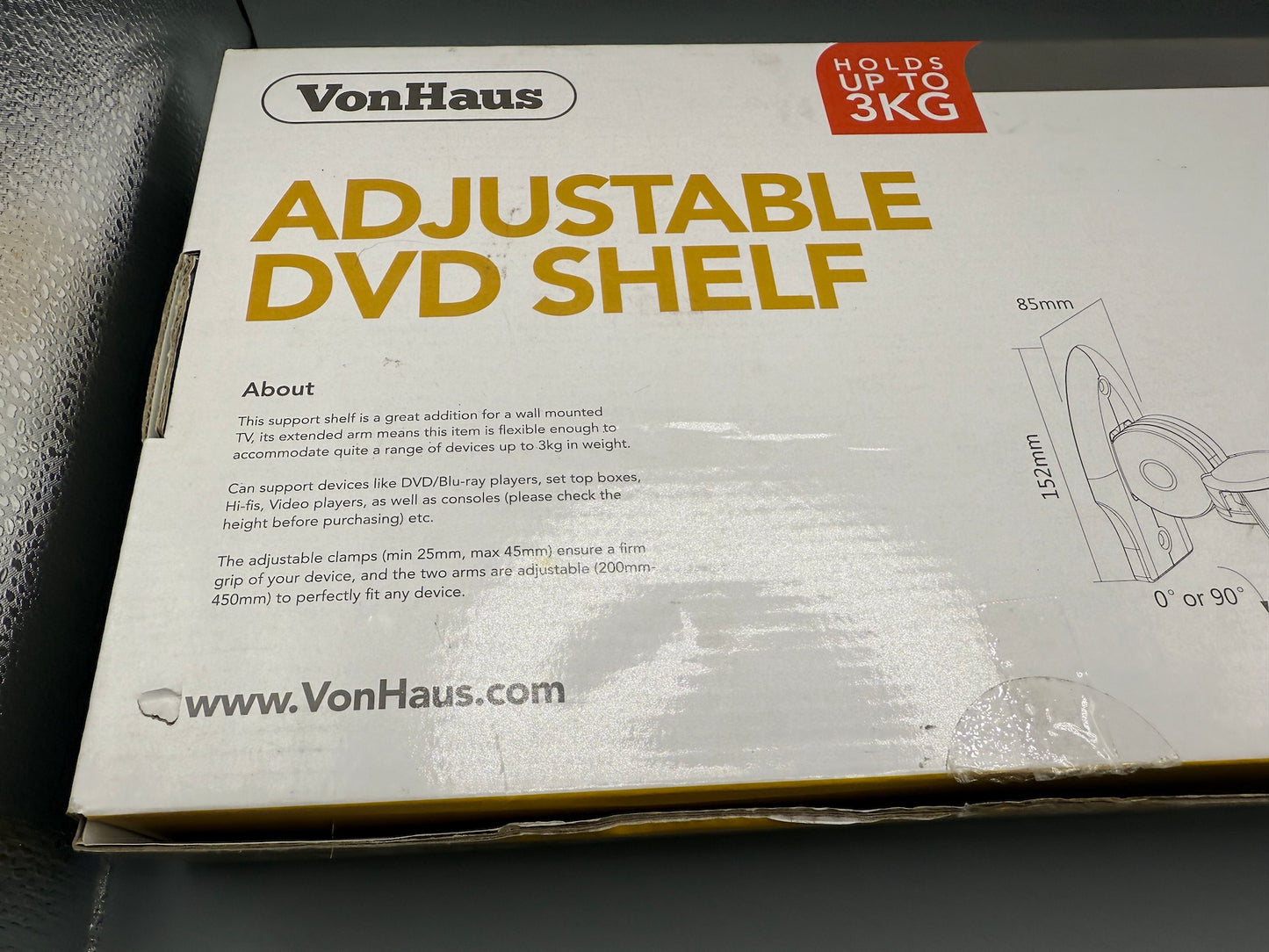 VonHaus wall shelf, wall bracket for DVD player/PS4/cable boxes, black