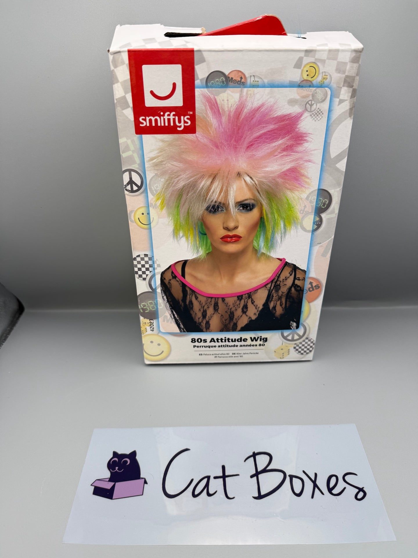 80s Attitude Wig, Multi-Coloured Short & Spiky