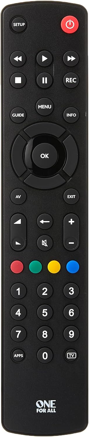 One For All URC1210 Contour Universal Control of TV/Smart TV, Black