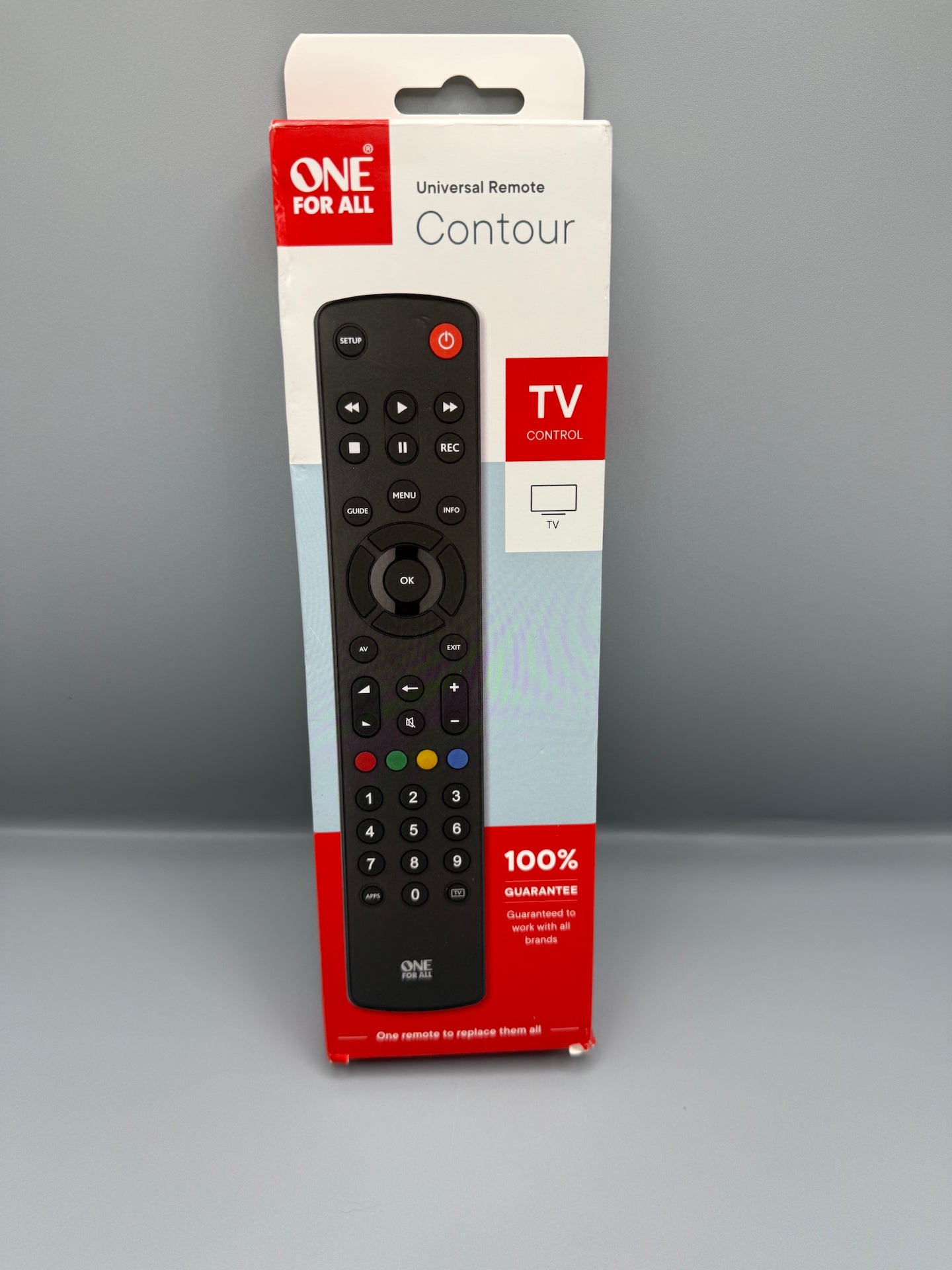 One For All URC1210 Contour Universal Control of TV/Smart TV, Black