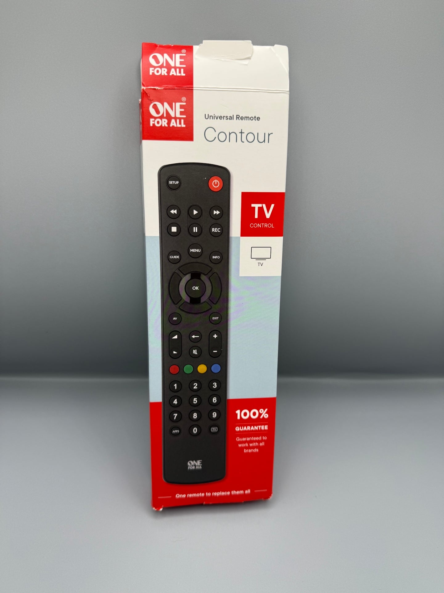 One For All URC1210 Contour Universal Control of TV/Smart TV, Black