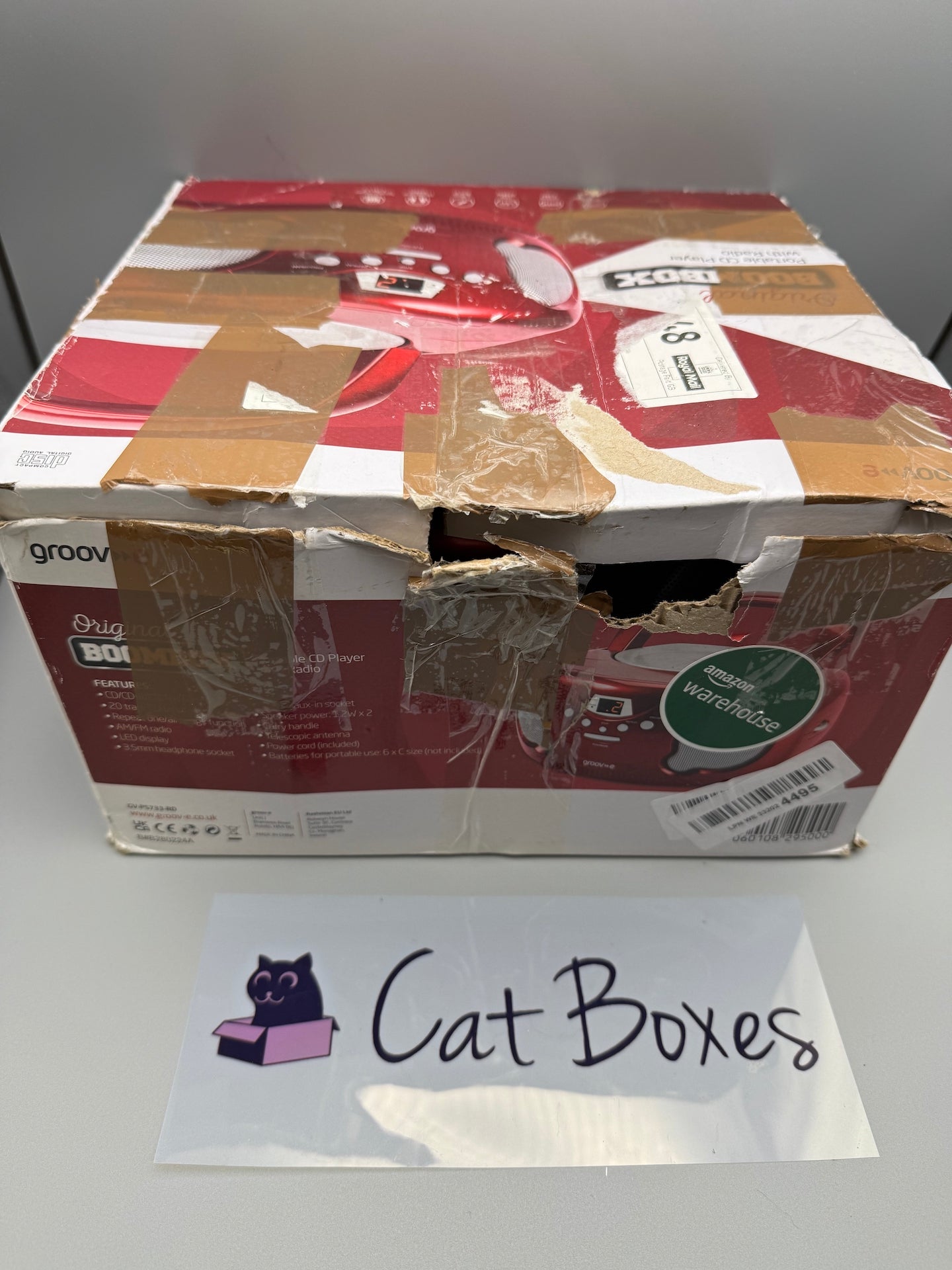 Groov-e Original Boombox - Portable CD Player with Bluetooth - Red