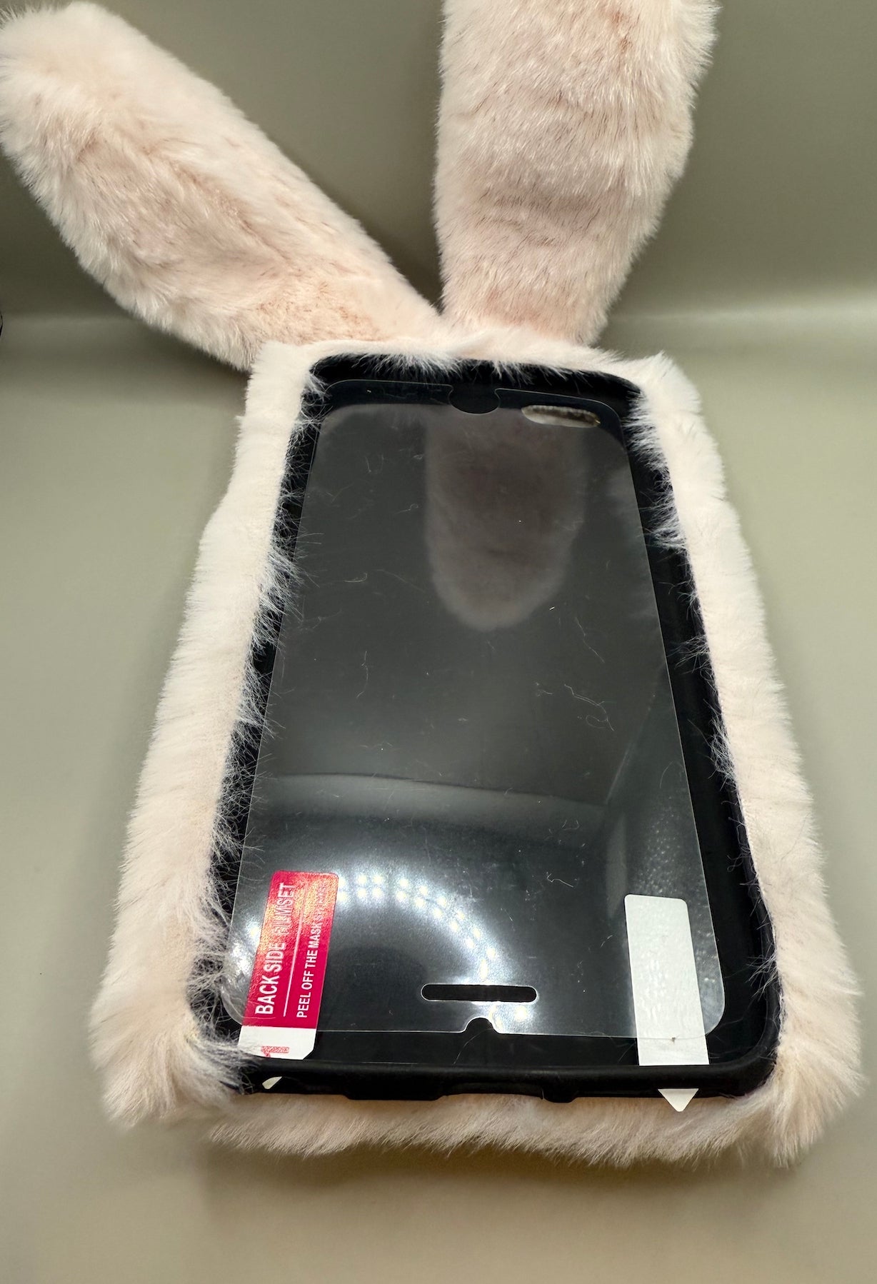 LCHDA iPhone 6S Plus Rabbit Fur Case Bunny Ear Phone Case - Pink