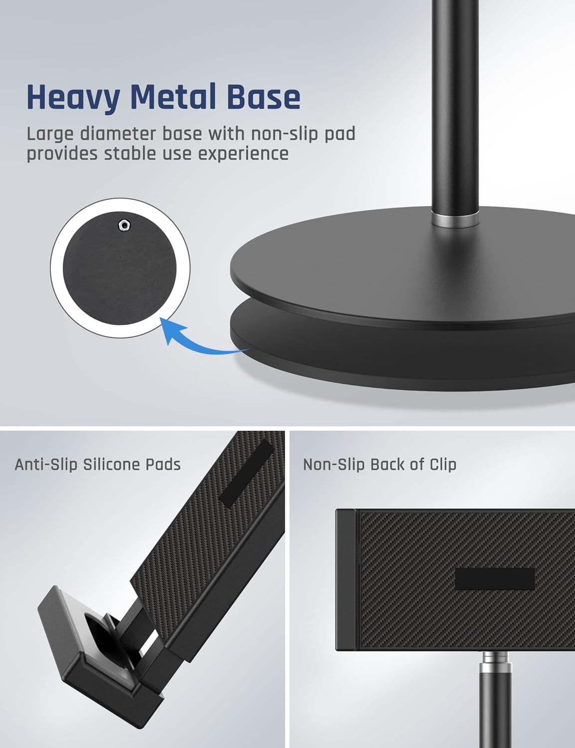 Jumkeet Tablet Stand Holder, Adjustable Height Tablet & Phone Stand for Desk