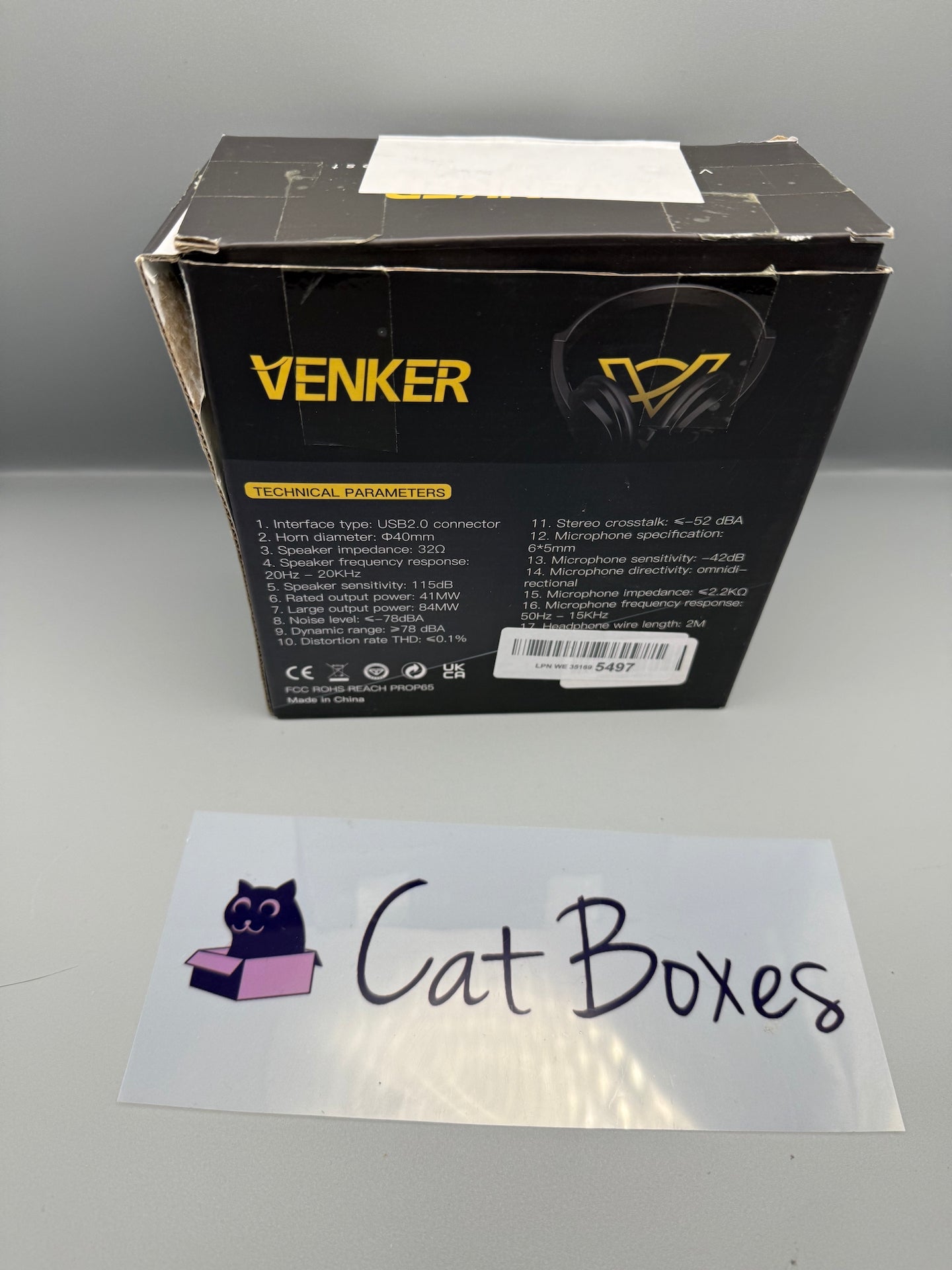 Venker U18 USB 3.5mm Headset with Microphone PC Laptop Black Tatty Box