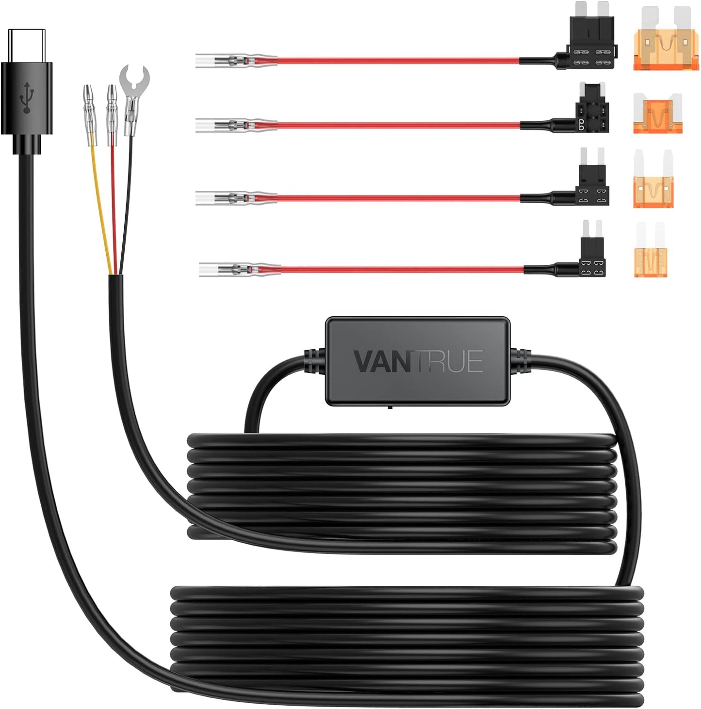 Vantrue USB-C 2 Level Hardwire Kit with ACC Fuse, 11.5ft