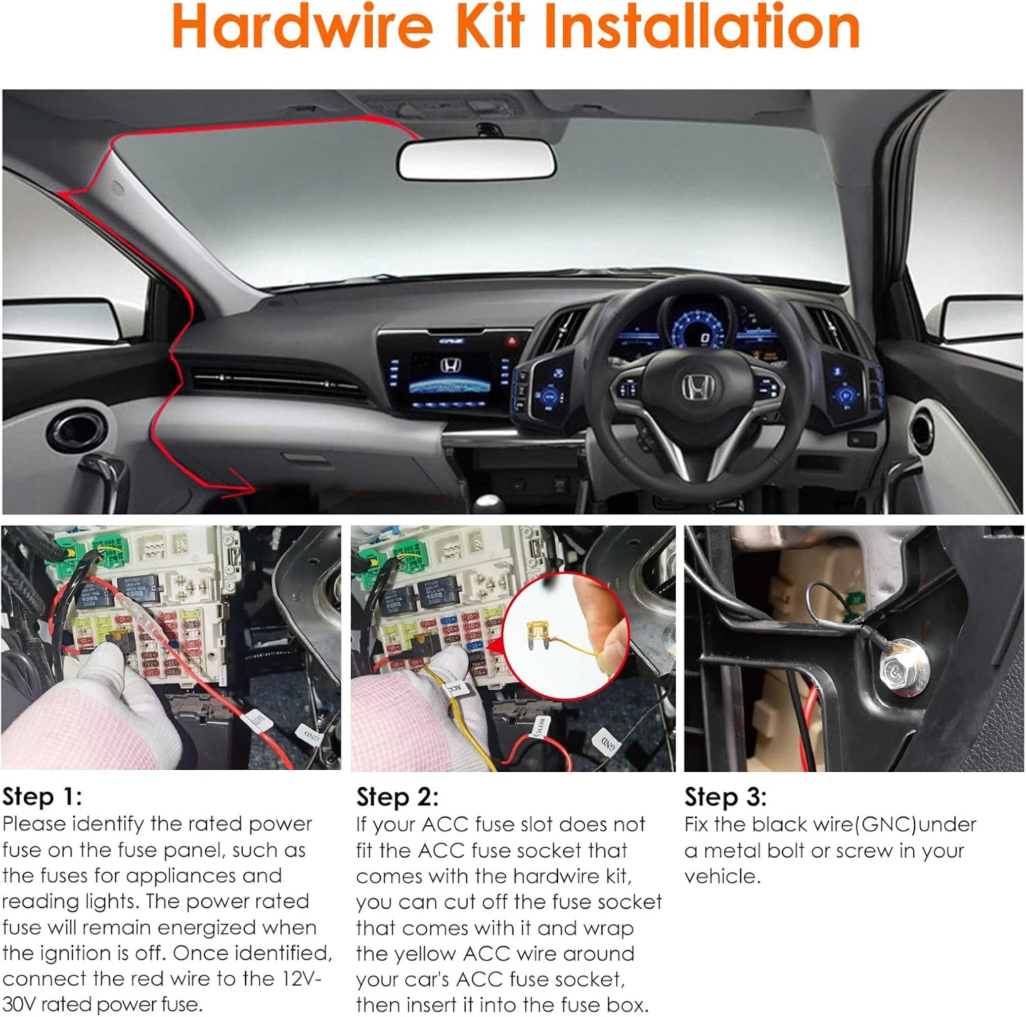 Vantrue USB-C 2 Level Hardwire Kit with ACC Fuse, 11.5ft
