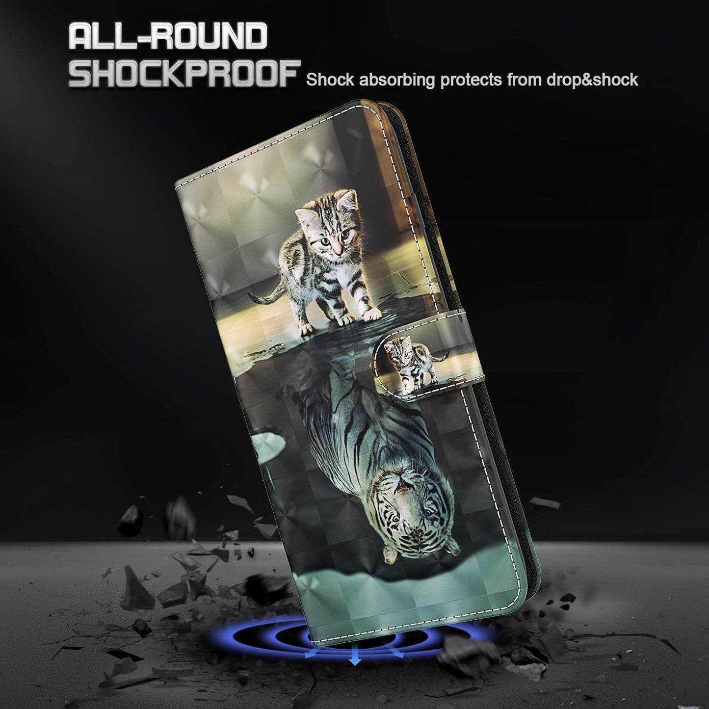GLANDOTU Case for OnePlus Nord CE 5G, Flip Wallet, Cat & tiger