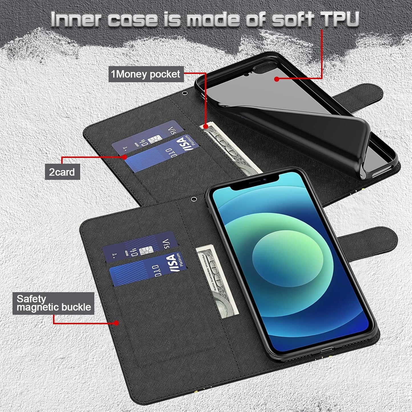 GLANDOTU Case for OnePlus Nord CE 5G, Flip Wallet, Cat & tiger