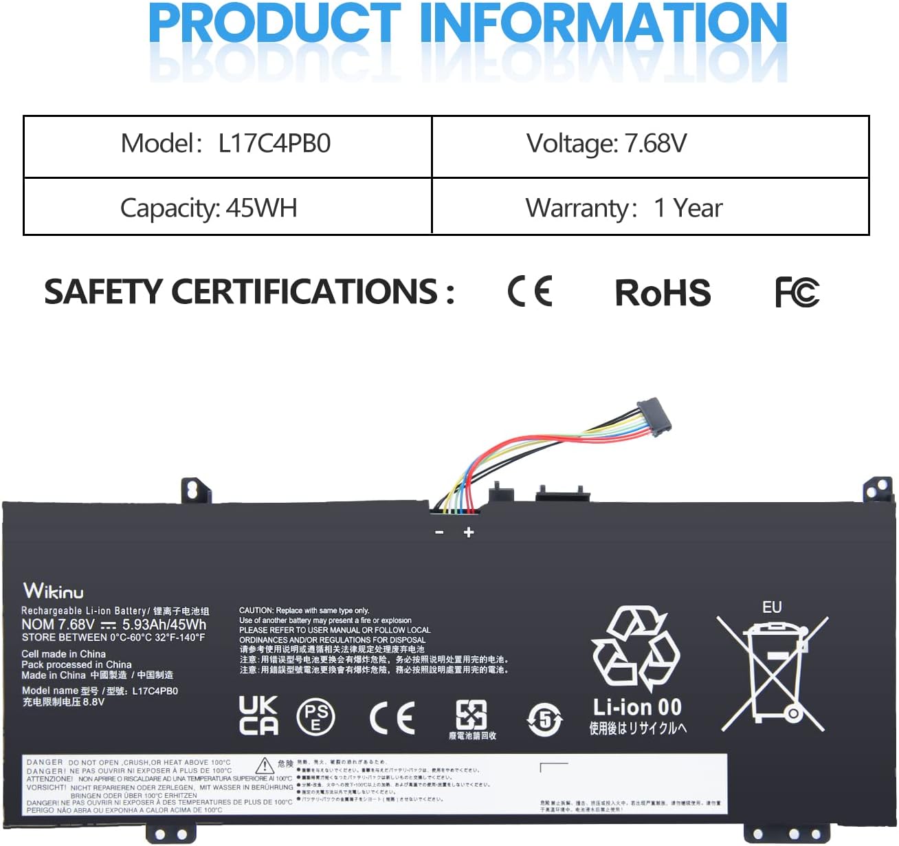 Wikinu L17C4PB0 Laptop Battery for Lenovo Flex