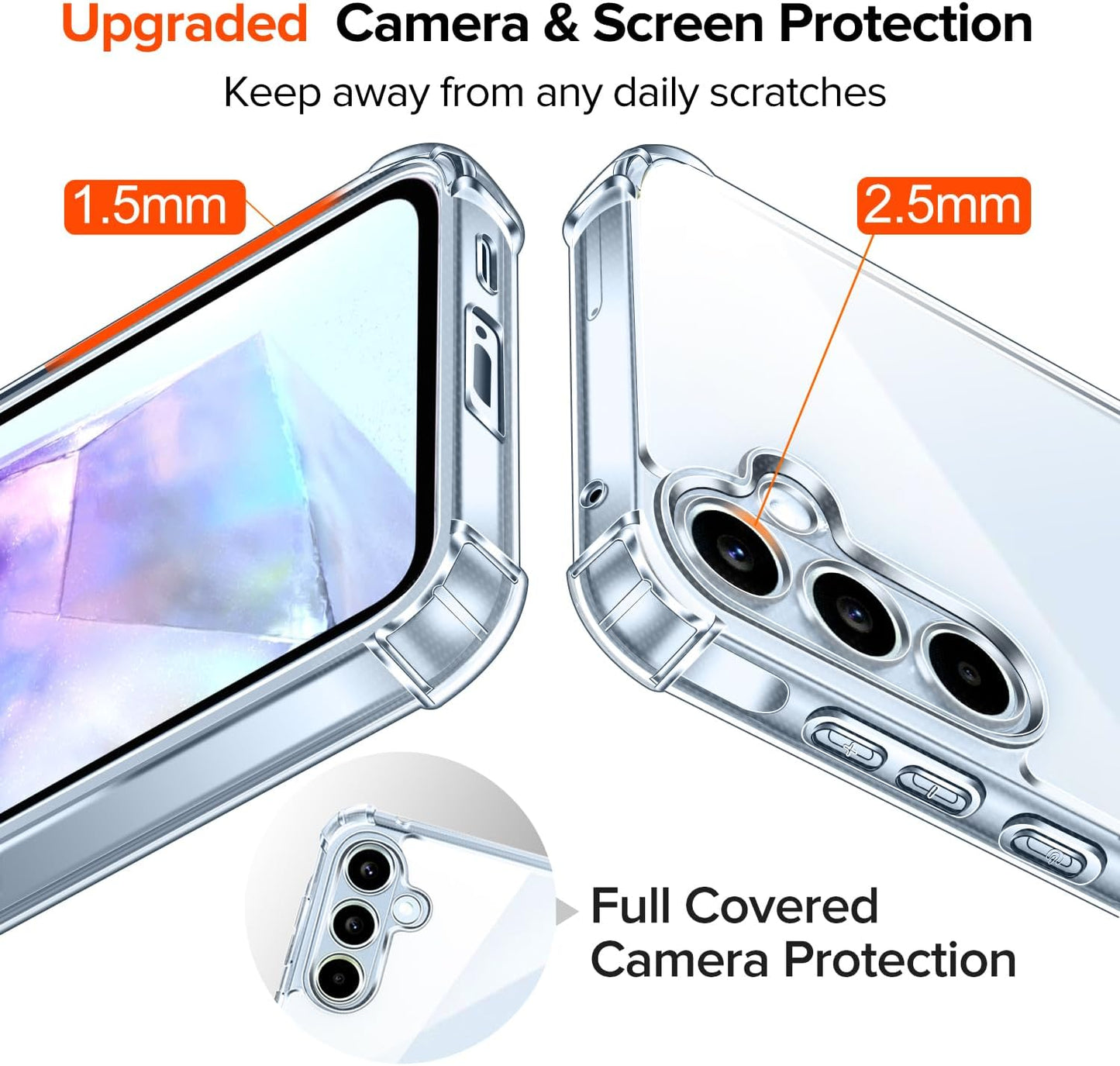 ivoler 4 in 1 Protective Phone Cover Case for Samsung Galaxy A55 5G, Clear