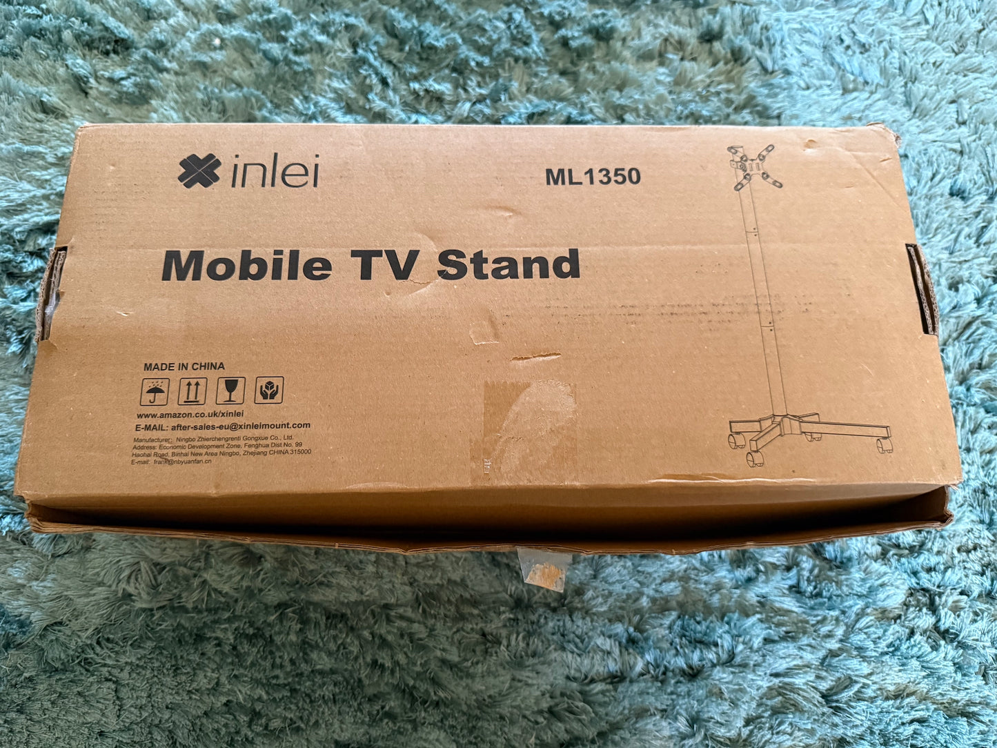 XINLEI Mobile TV Stand on Wheels for 13-50" Flat/Curved TVs, Height Adjustable