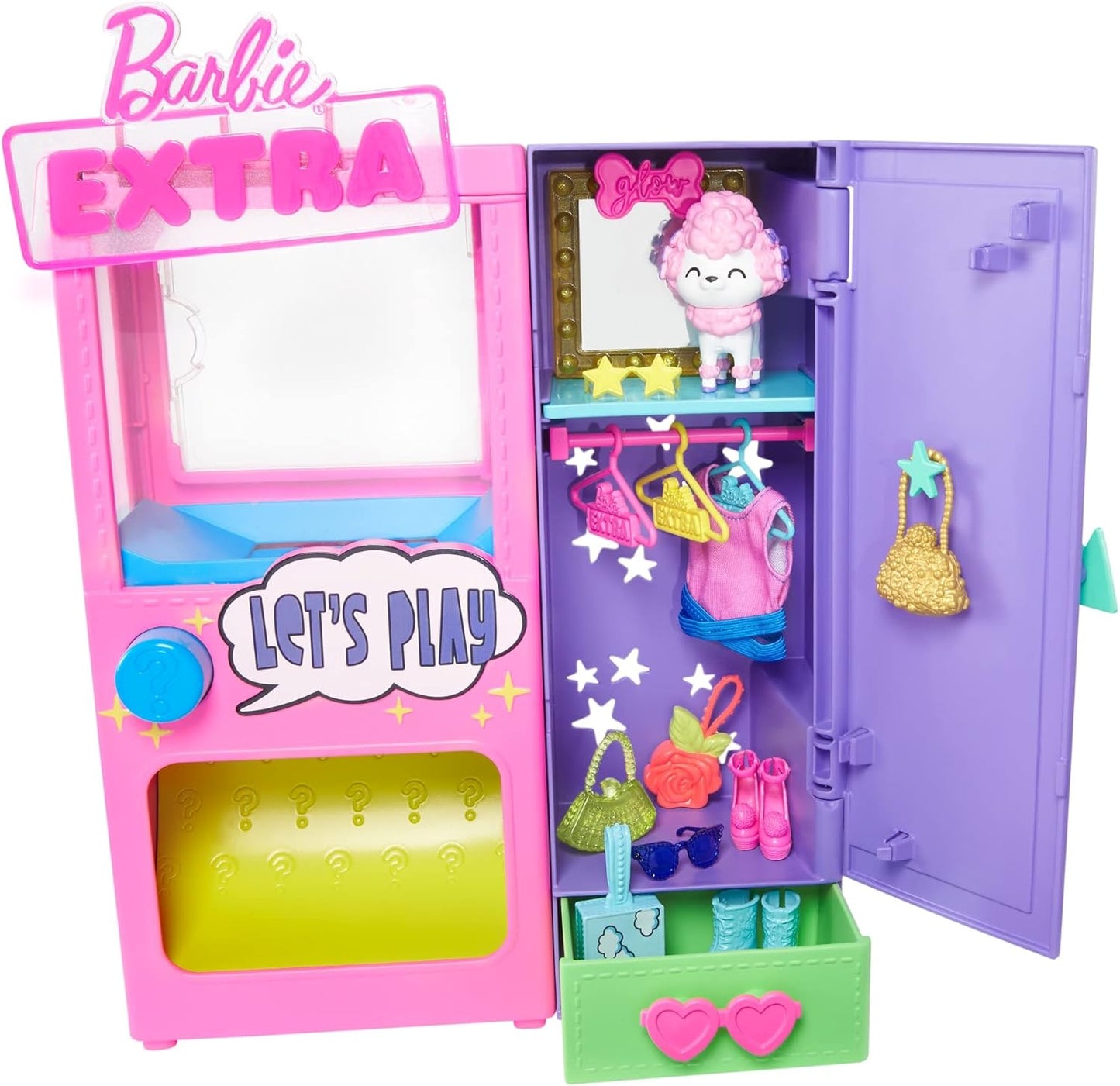 Barbie Extra Surprise Fashion Playset with 20 Pieces & Pet Poodle Closet