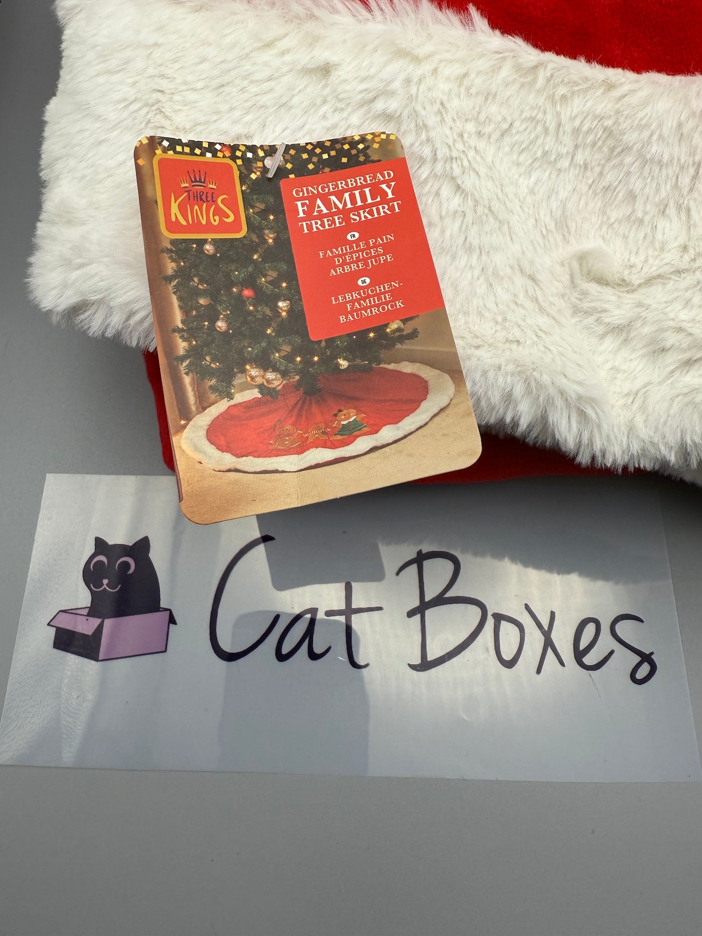 Red & White Gingerbread Family Christmas Tree Skirt