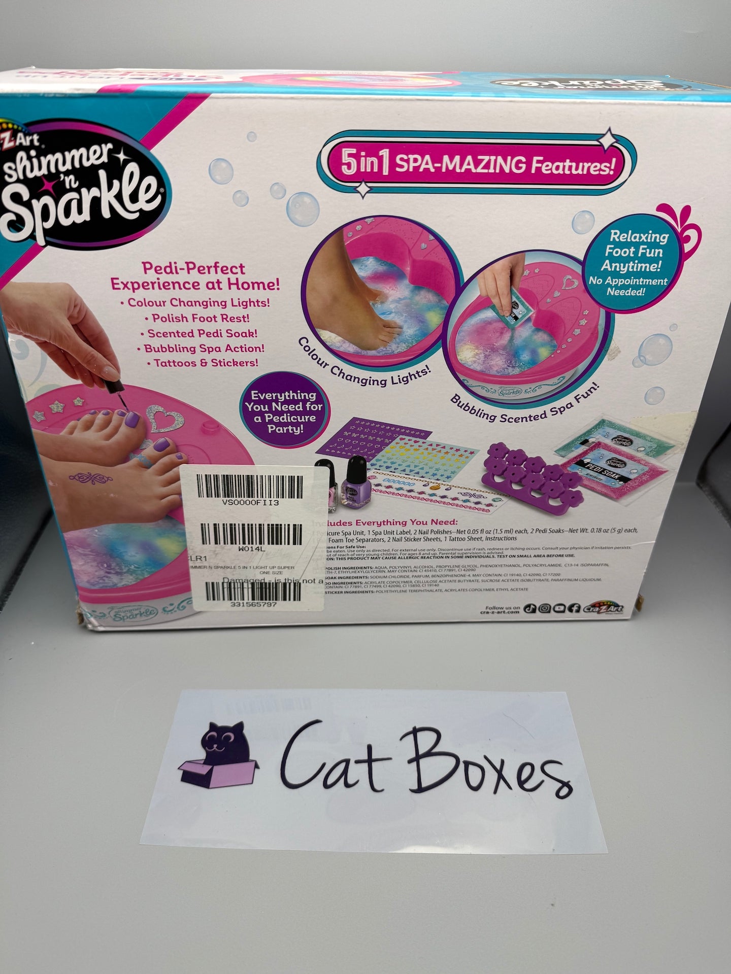 Crazart Shimmer & Sparkle 5-in-1 Light Up Super Spa Salon **opened Box**