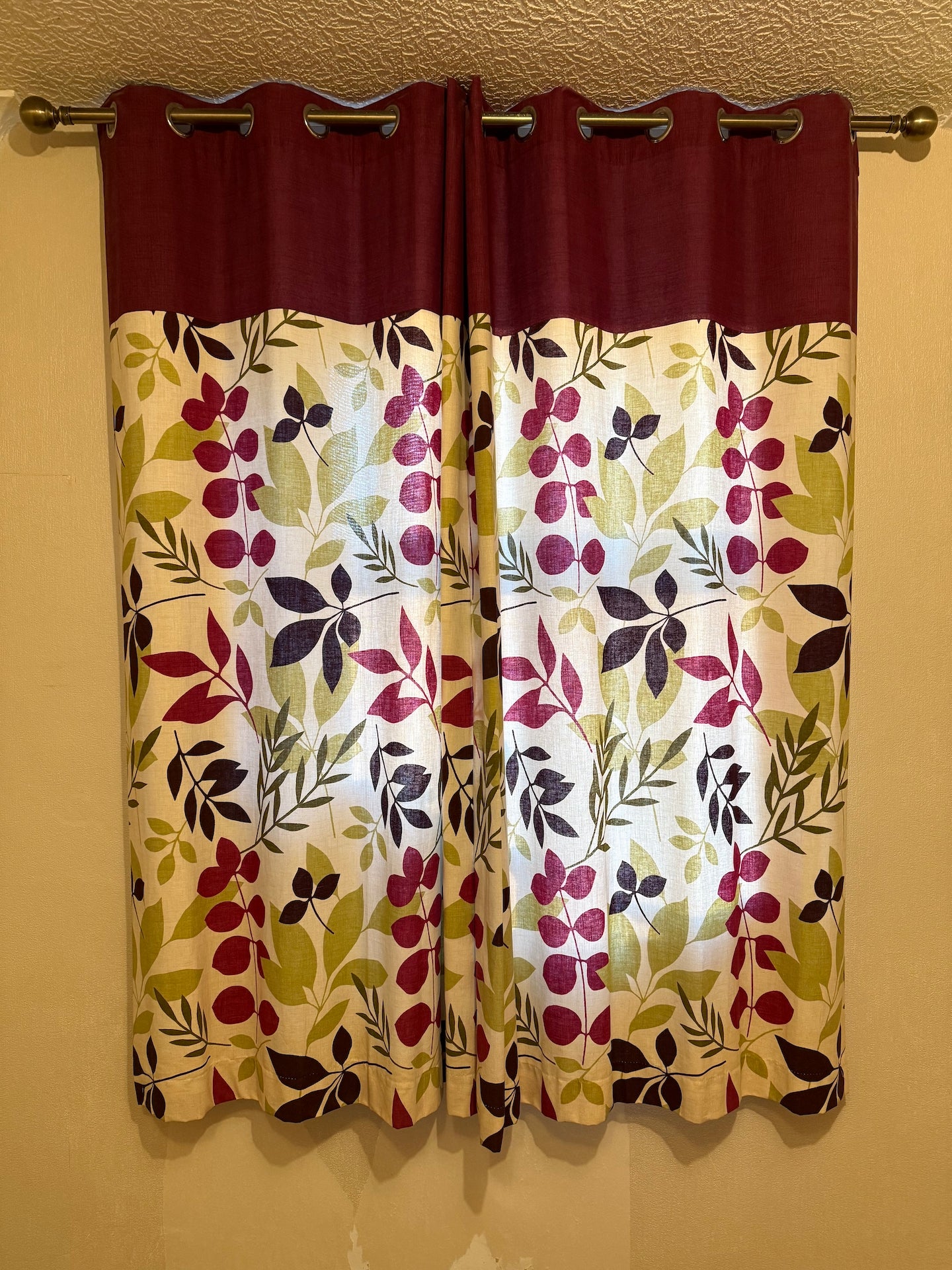 Floral Eyelet Curtains Pair 180cm Drop 220cm Width