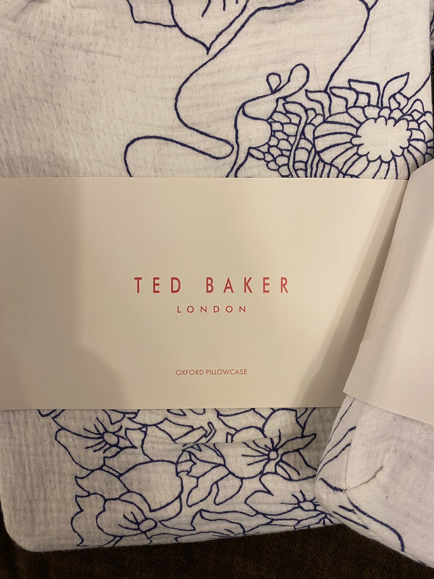 Ted Baker Linear Floral Blue Duvet Cover & 2 Pillowcases- Double