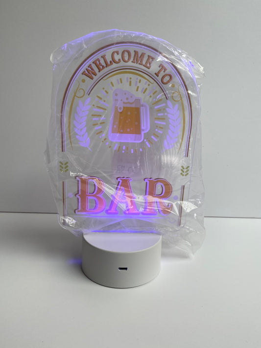 Printed LED Light - 'Welcome to Bar' Sign