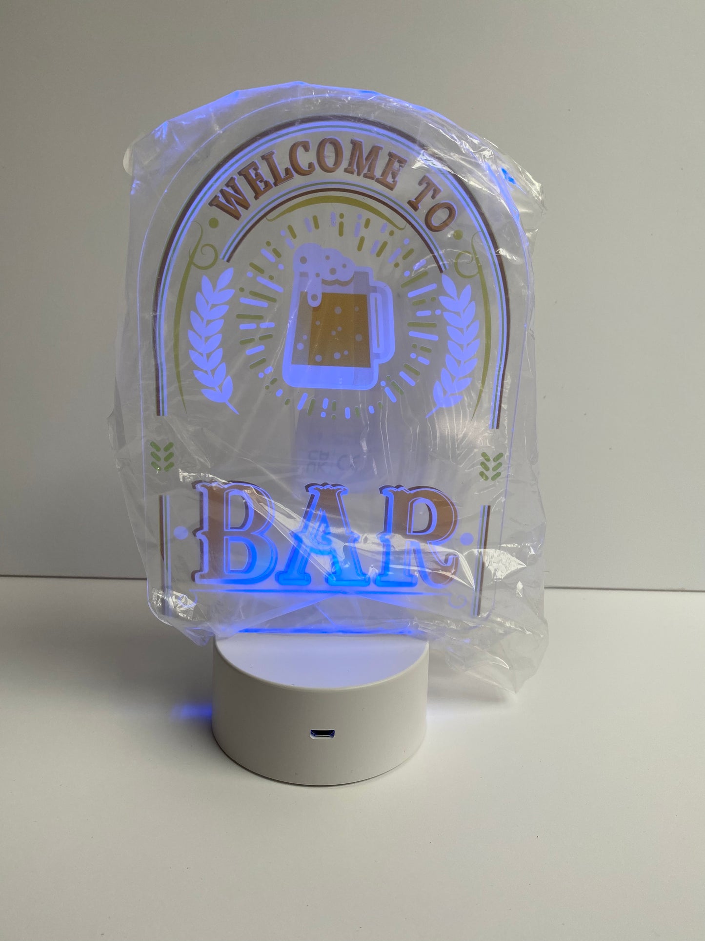 Printed LED Light - 'Welcome to Bar' Sign