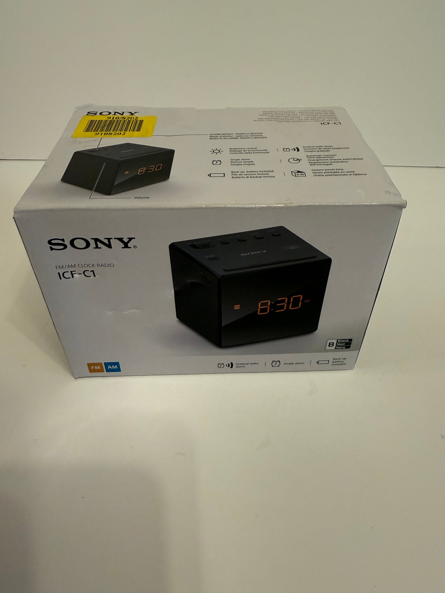 Sony ICF-C1B Cube FM/AM Clock Radio with LED Alarm - Black