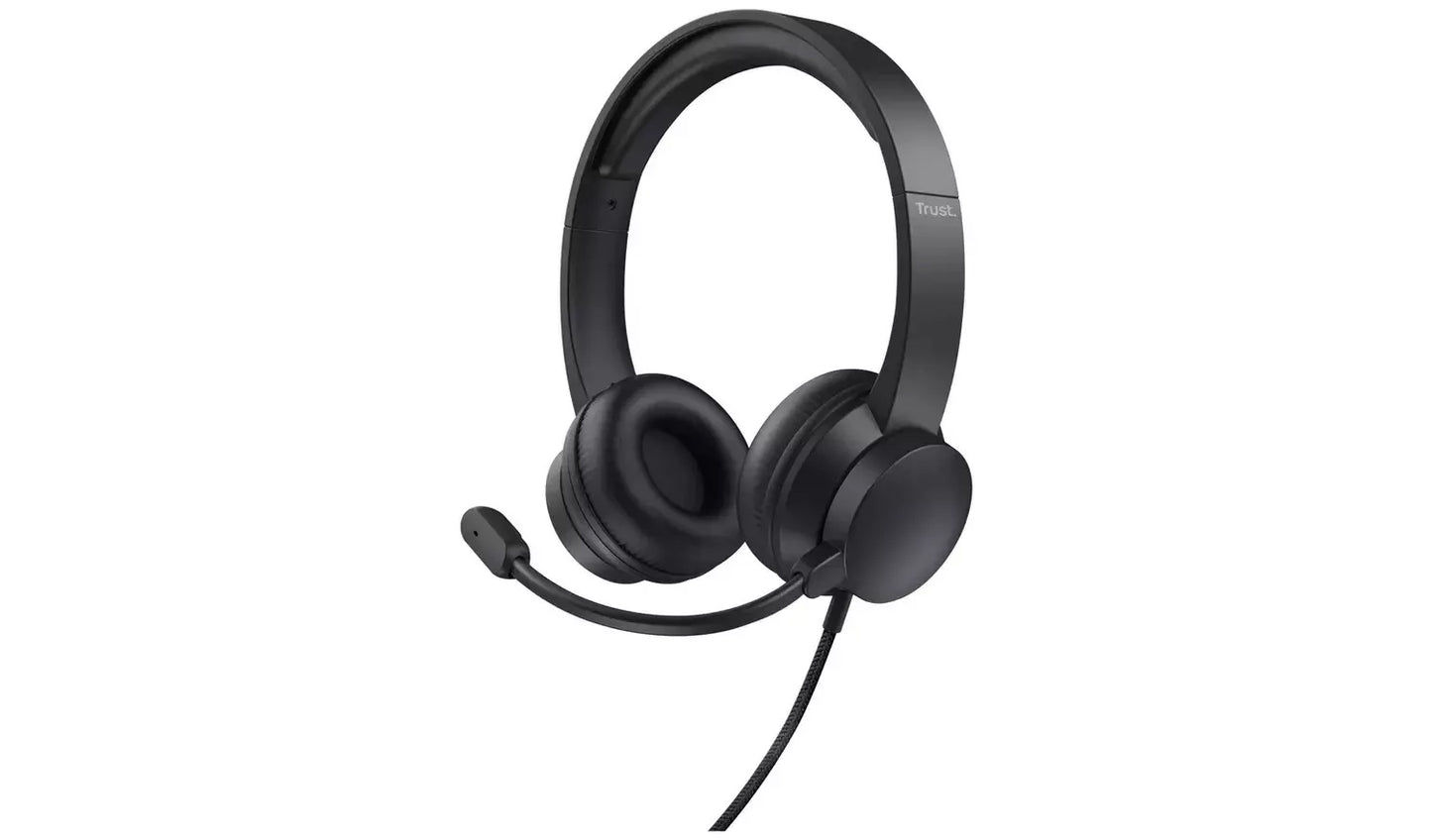 Trust Rydo Adjustable On-Ear PC USB Headset With Microphone - Black