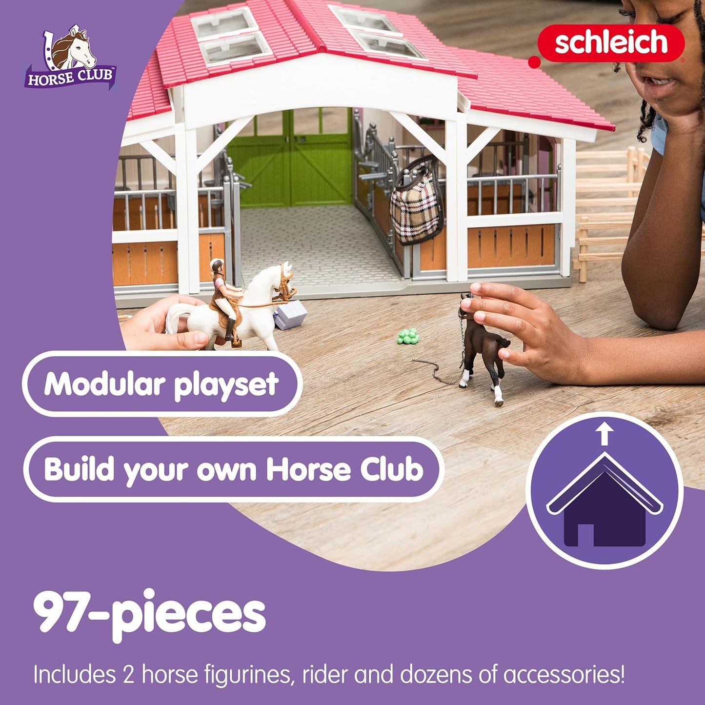 Schleich HORSE CLUB —42344, 97-Piece Riding Center Horse Playset