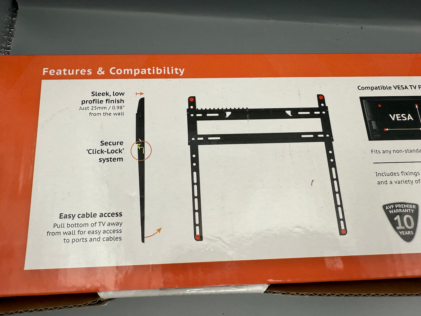 AVF Flat to Wall TV Wall Mount 32-65" Max 40kg