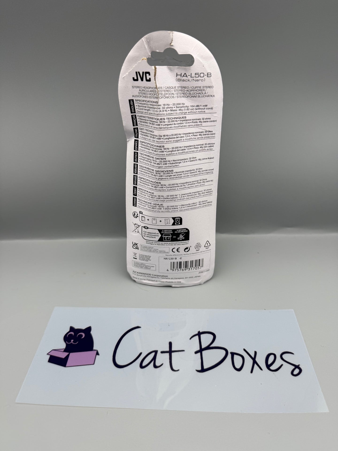 JVC Wired Lightweight Headphones - Black, HA-L50-B-E **Damaged Packaging**