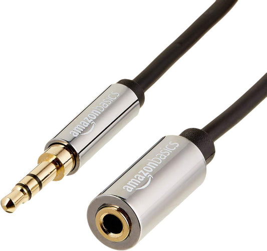Amazon Basics 3.5mm Auxiliary Jack Audio Extension Cable, 3.6 m, Black & Grey