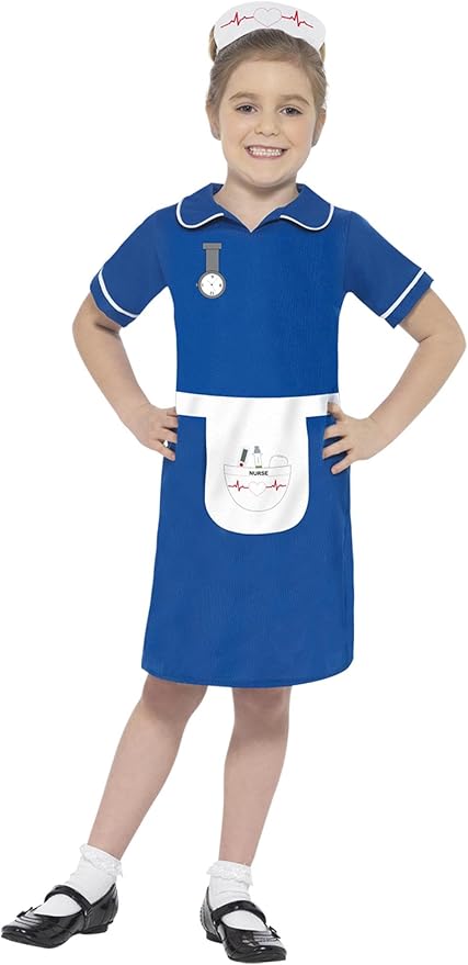 Kid's Nurse Costume, Blue with Dress & Headpiece