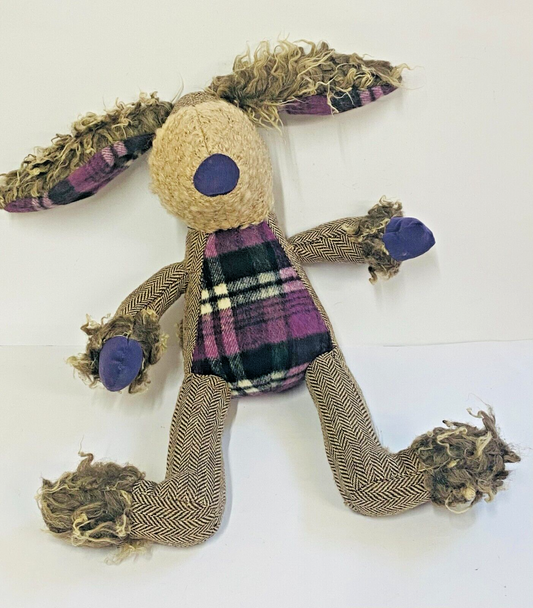 Floppy Ear Shaggy Hare Soft Toy Decoration (PURPLE TARTAN)