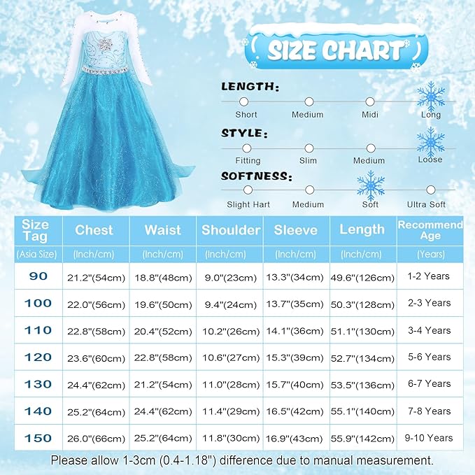 AmzBarley Toddler Snow Queen Elsa Princess Dress Kids - Size 100