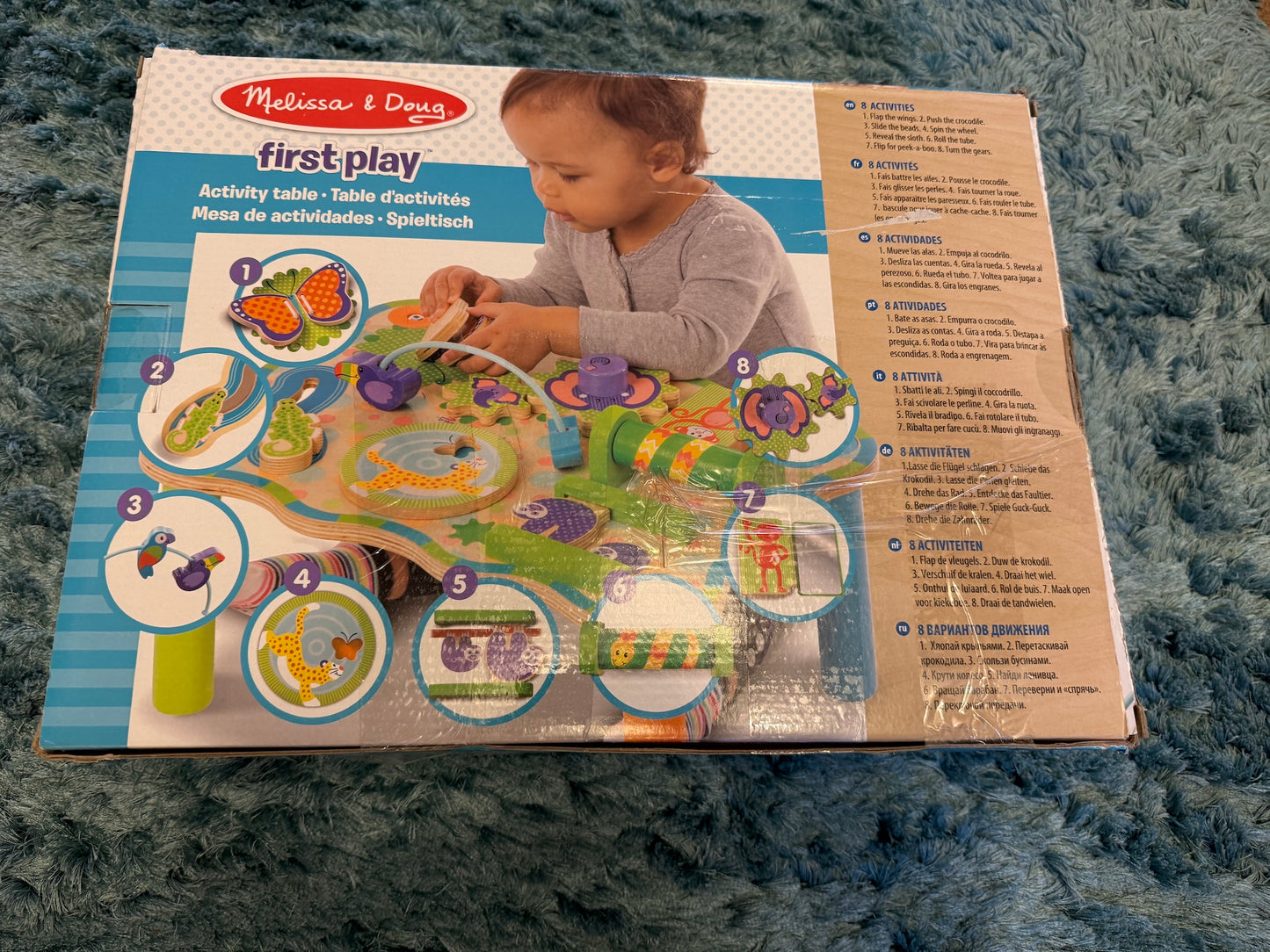 Melissa & Doug Jungle Activity Table Baby Play Wooden Toy **Open Box**