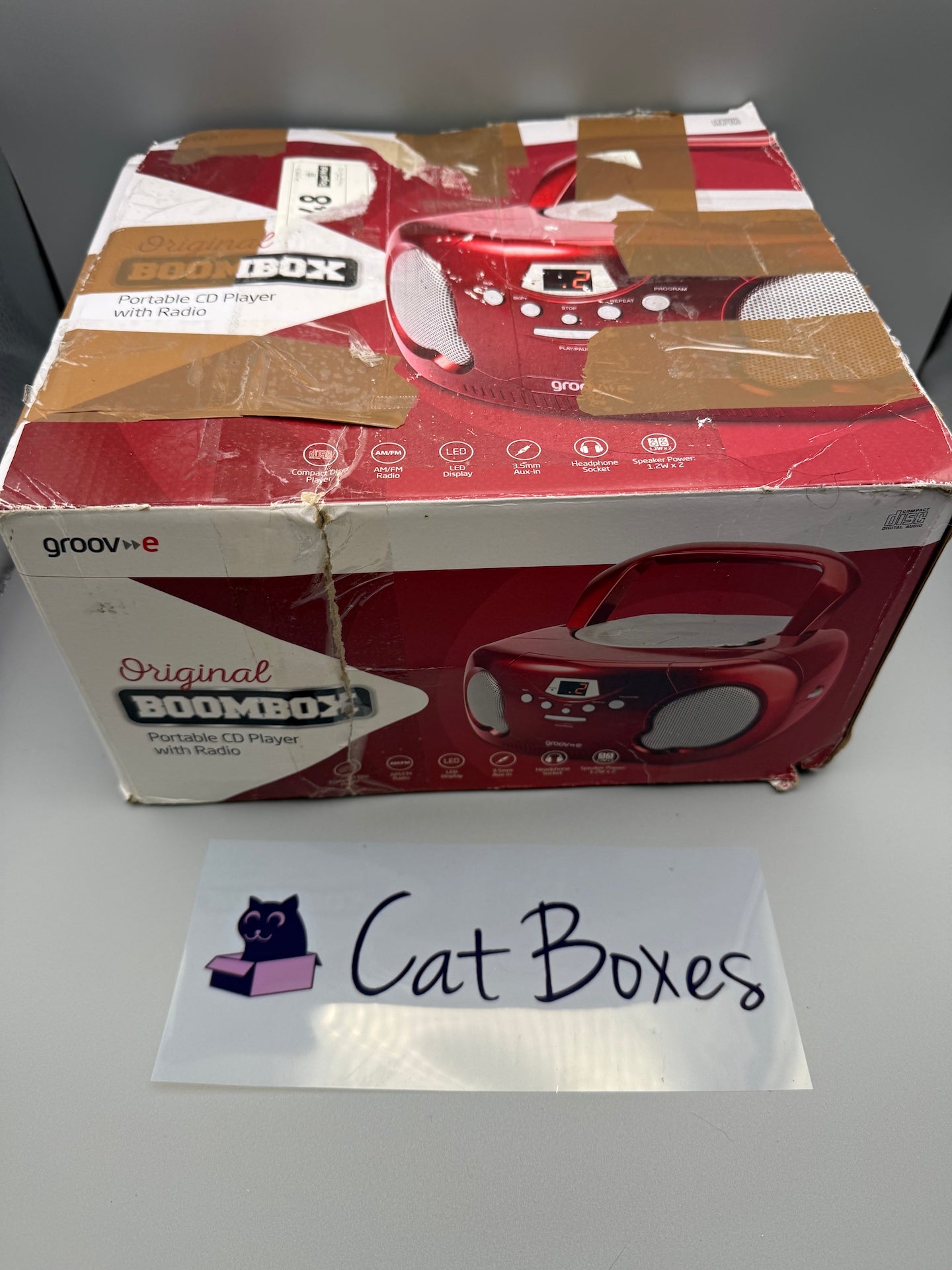 Groov-e Original Boombox - Portable CD Player with Bluetooth - Red