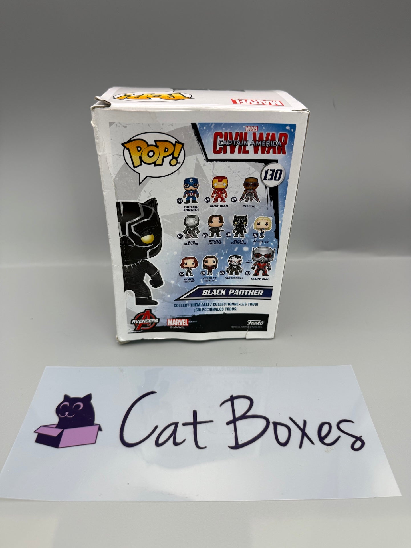 Funko Pop Marvel Black Panther 130 Captain America Civil War Tatty Box
