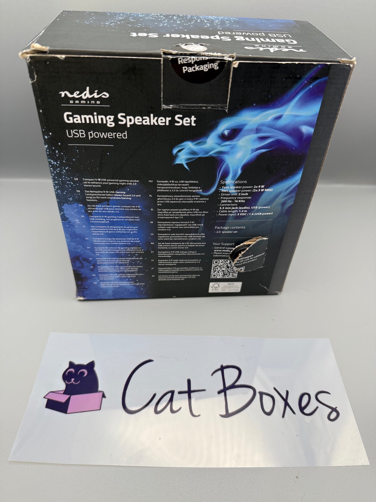 Nedis 18W 2.0 Gaming Speakers for PC & Laptop, USB & 3.5mm- Black