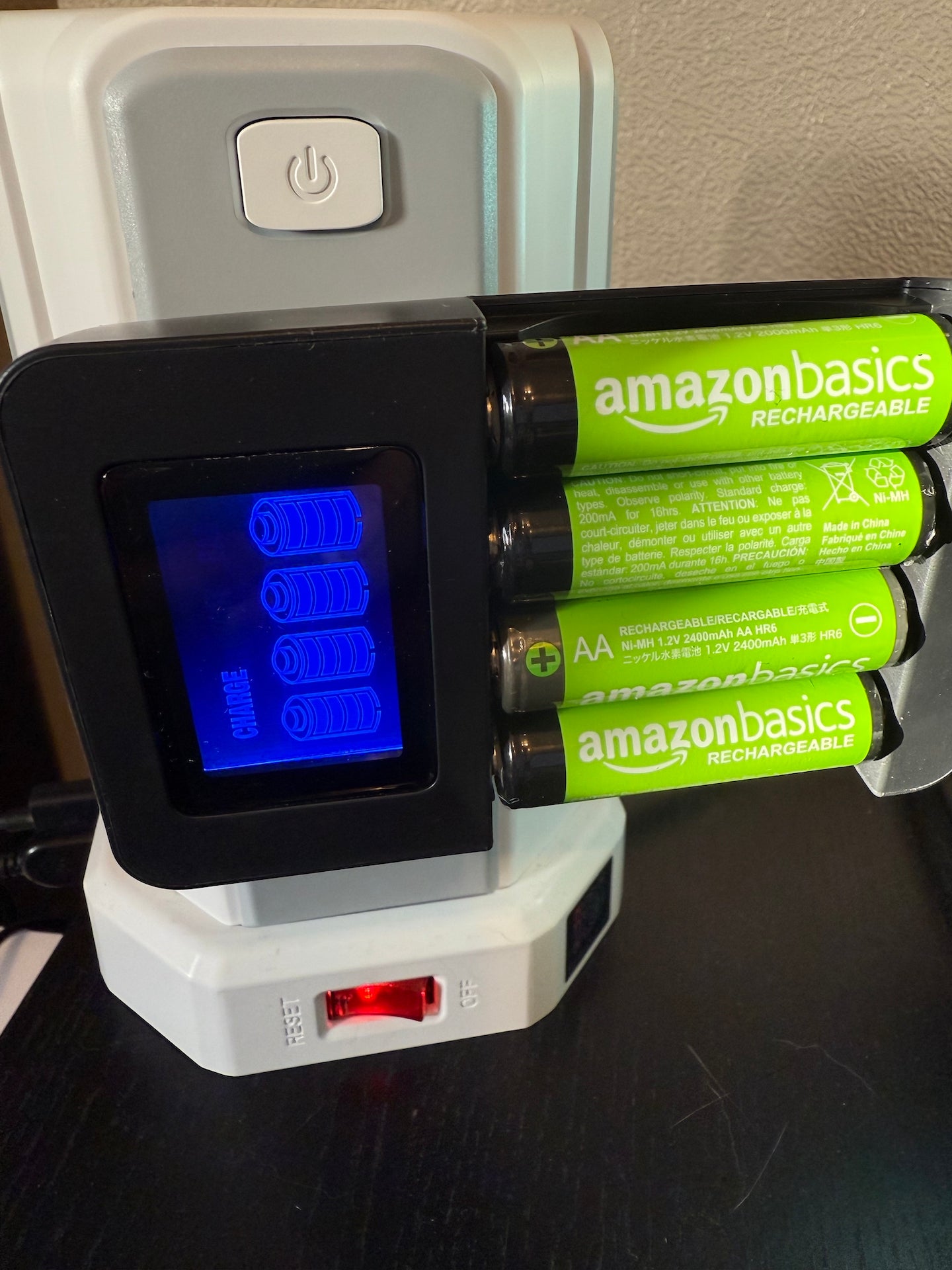 Amazon Basics Intelligent Digital Battery Charger for 4 AA, AAA, Black