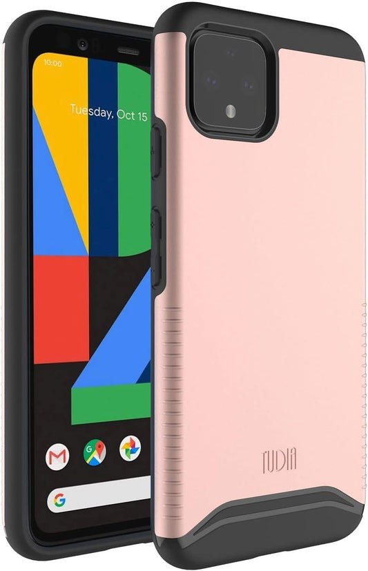 Tudia DualShield Designed Slim Hard Case for Google Pixel 4 (Rose Gold)