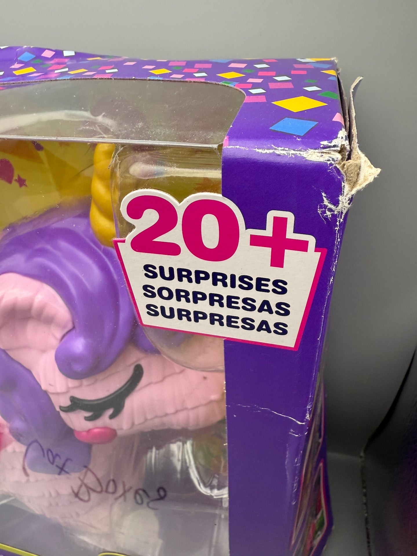 Polly Pocket Micro, Unicorn Party Playset, Pink Unicorn Toy  **Tatty Box**