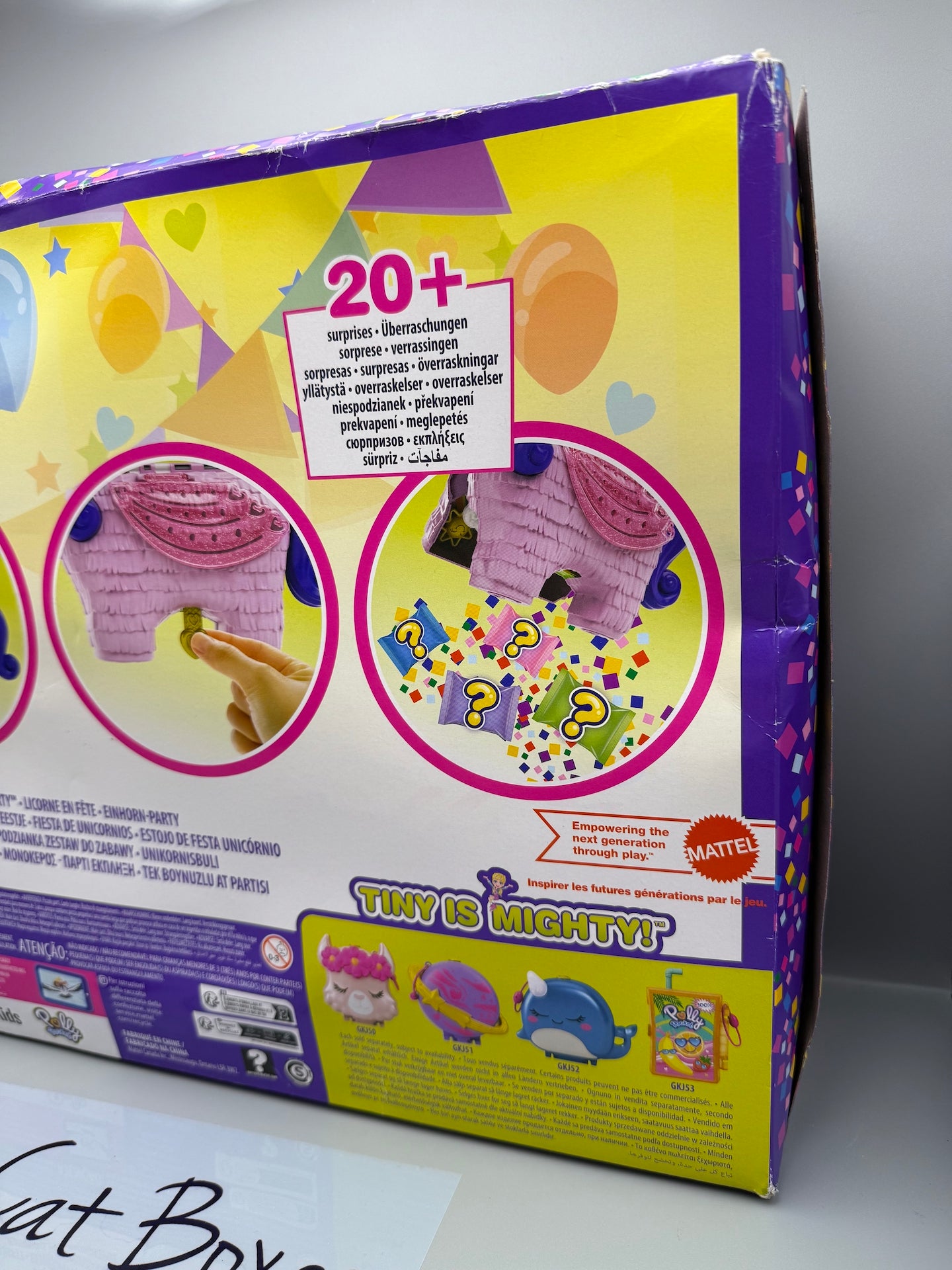 Polly Pocket Micro, Unicorn Party Playset, Pink Unicorn Toy  **Tatty Box**