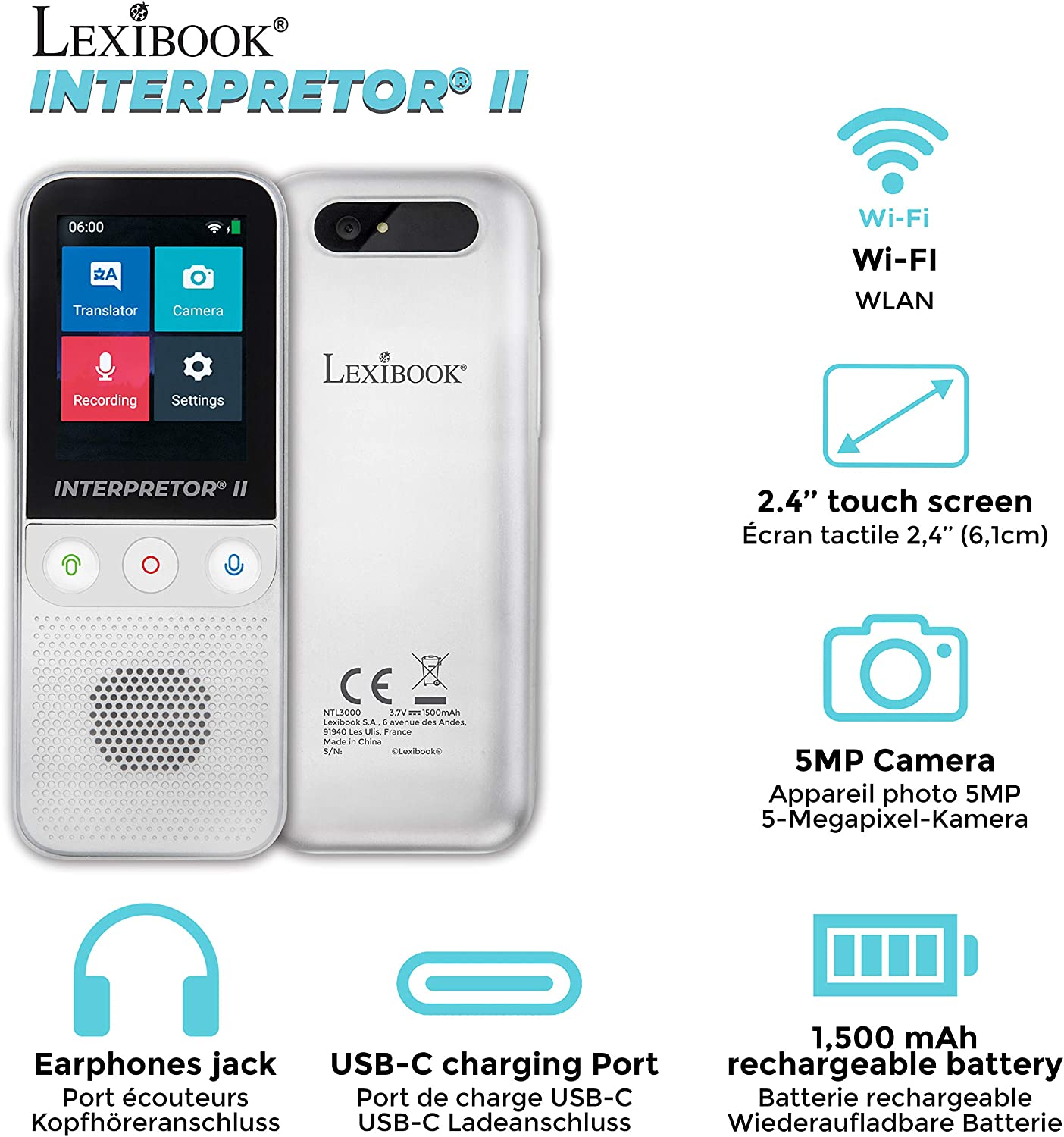 LEXIBOOK NTL3000 Interpretor 3-Instant Voice 137 Languages