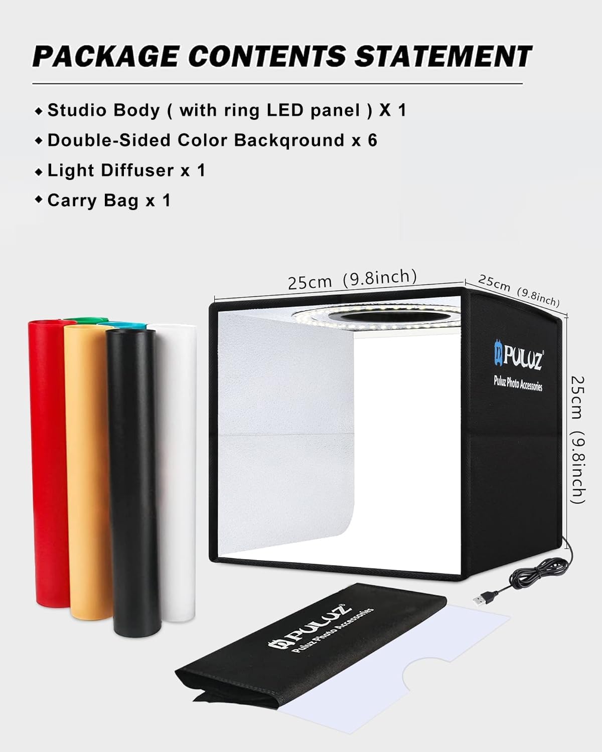 PULUZ 25cm Portable Folding Photo Booth Box Lightbox Tent kit