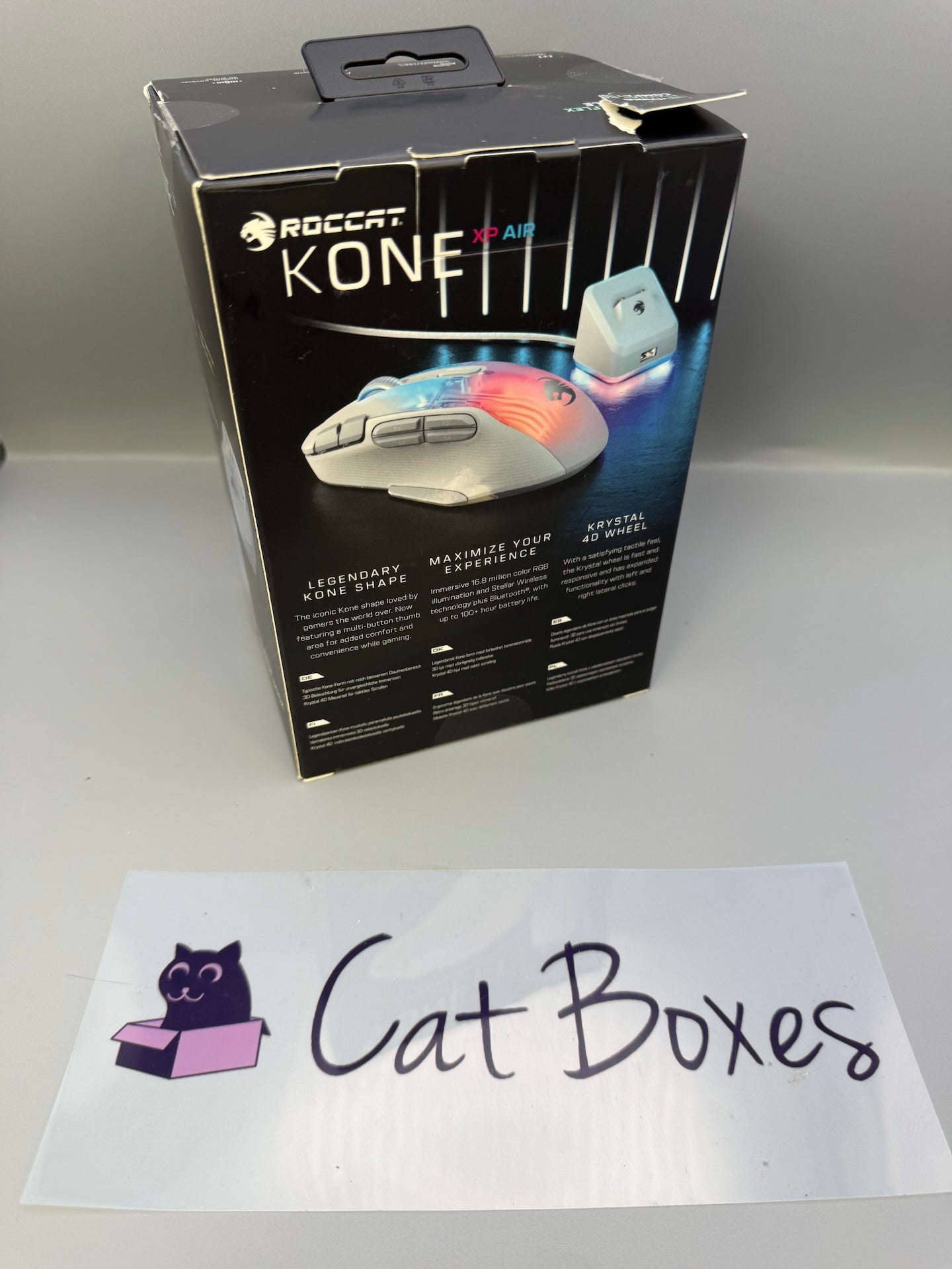 Roccat Kone XP Air Wireless Gaming Mouse White RGB Charging Dock 19K DPI
