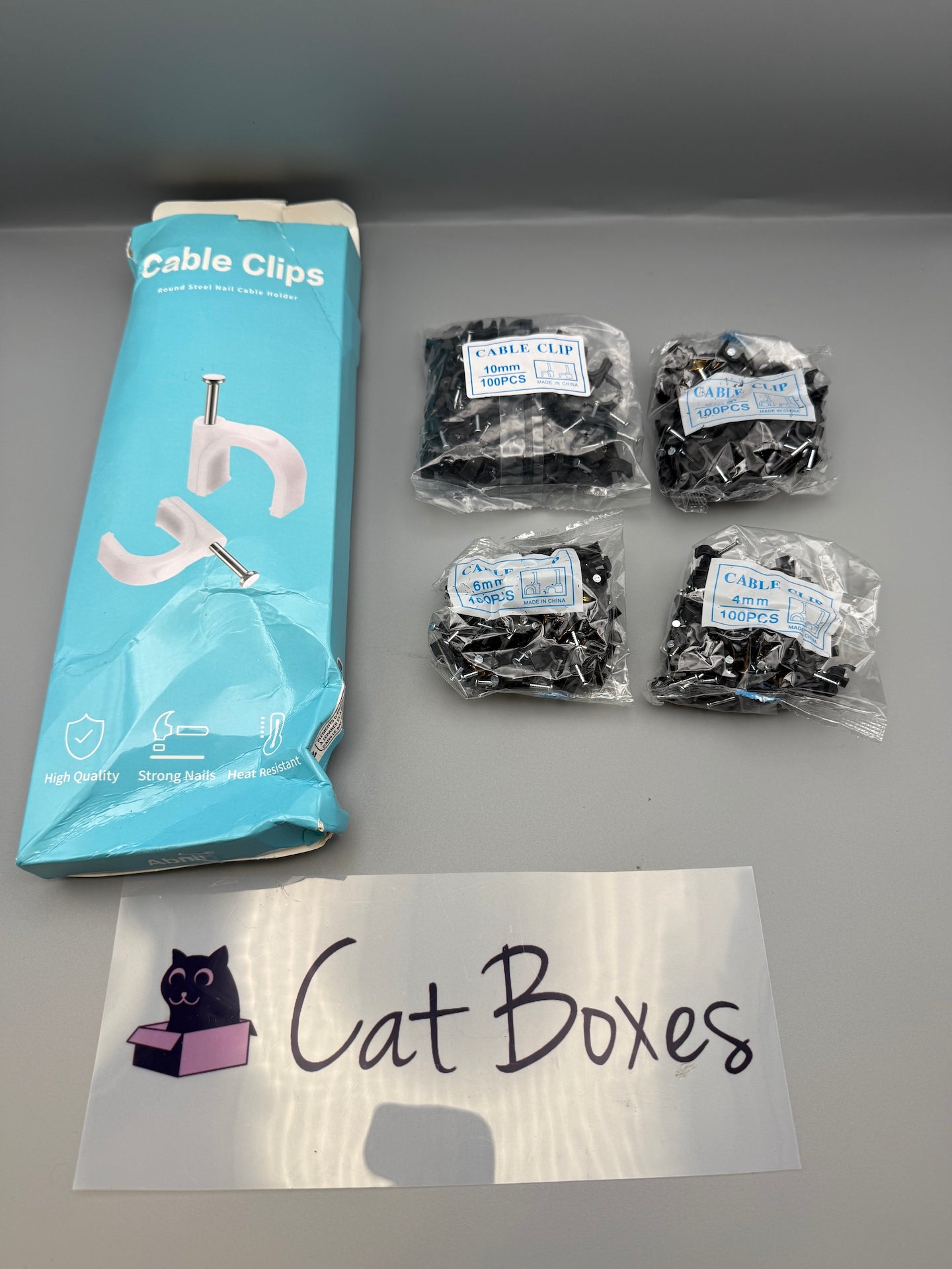 Abnii Cable Clips 400pcs Black Round Nail Wire Clips 4 6 8 10mm Set