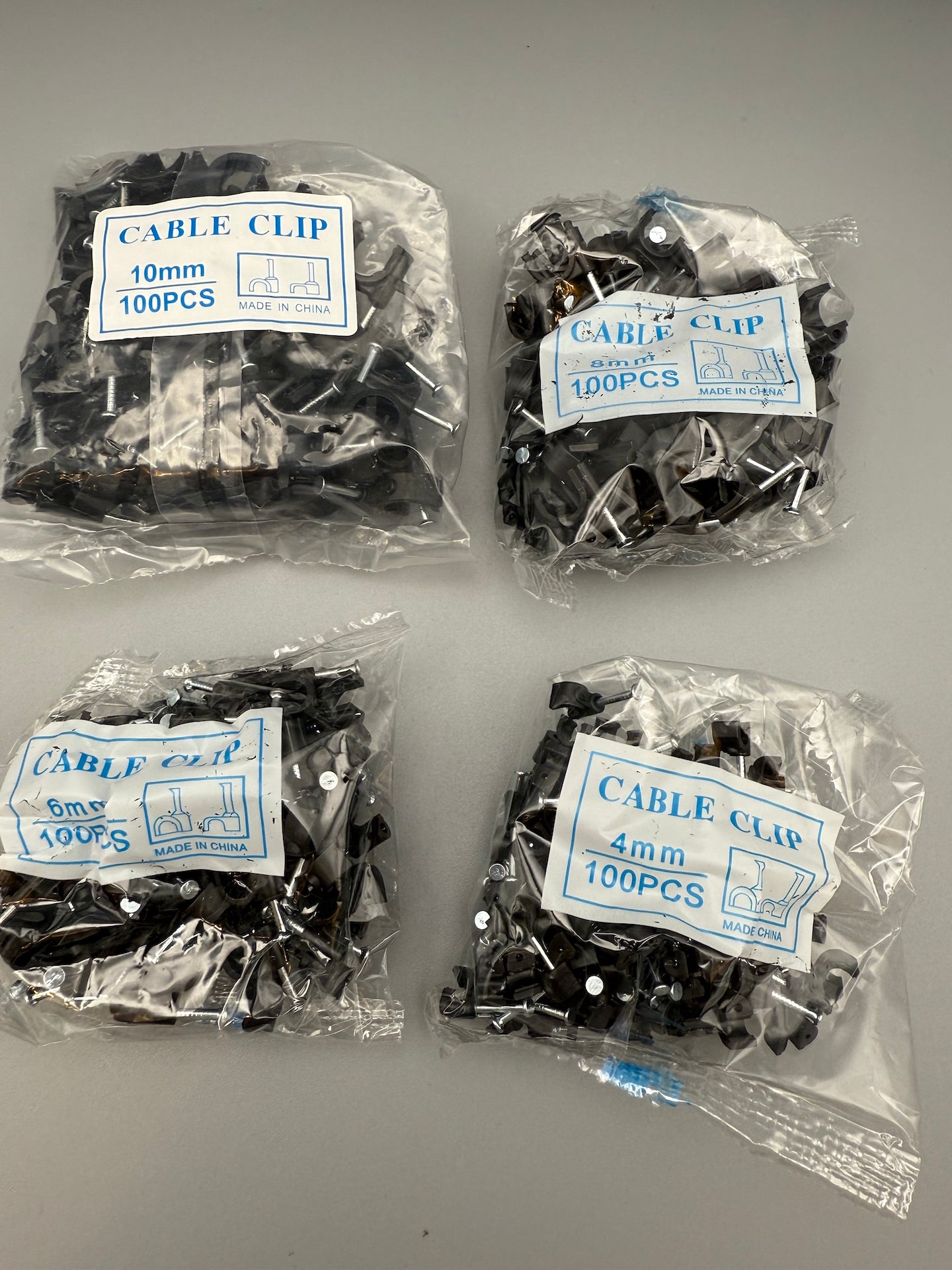 Abnii Cable Clips 400pcs Black Round Nail Wire Clips 4 6 8 10mm Set