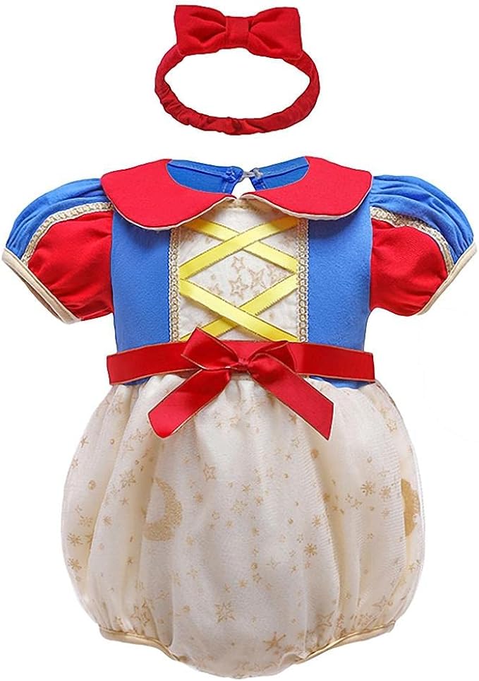 Lito Angels Baby Girls Princess Fancy Dress Bodysuit Romper with Bow Headband Age 3-6 Months