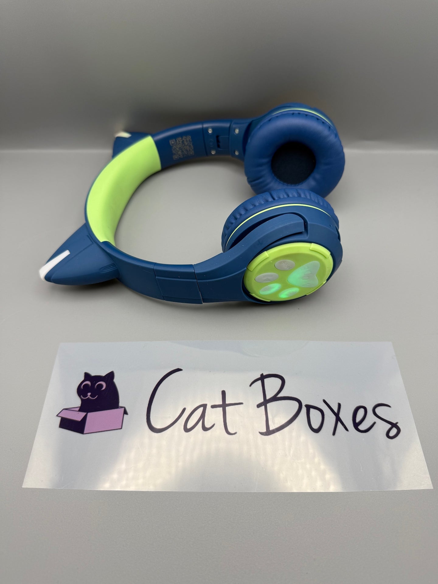 Riwbox Kids Bluetooth Headphones, CF9 Cat Ear Headphones with LED Light (Blue)