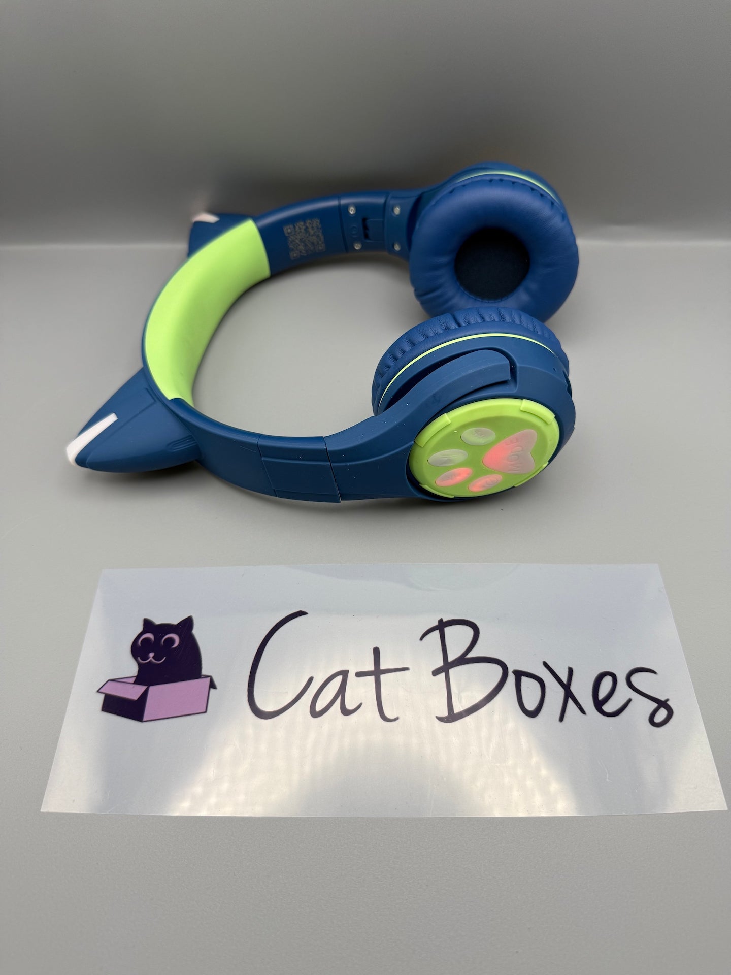 Riwbox Kids Bluetooth Headphones, CF9 Cat Ear Headphones with LED Light (Blue)