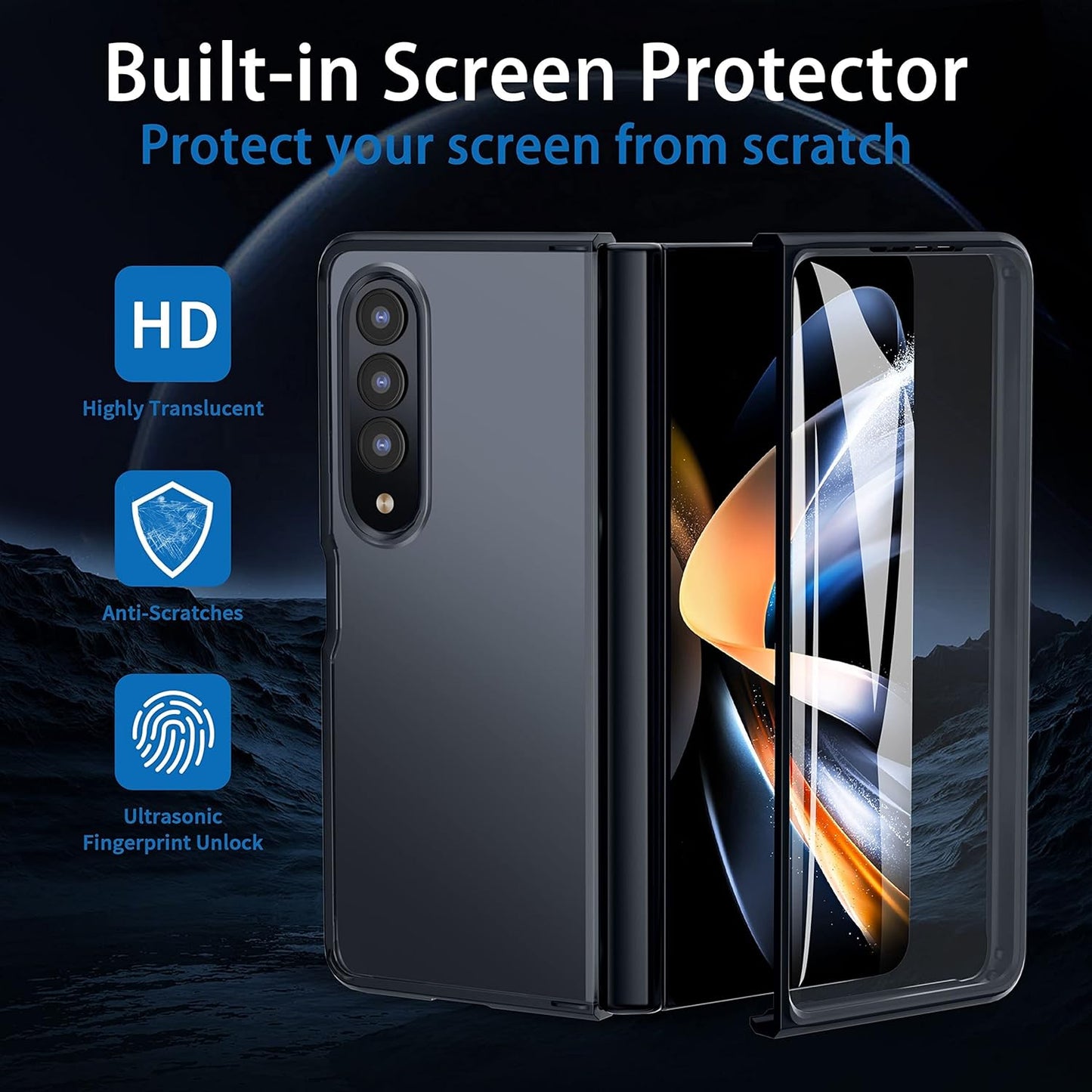 Oretech Compatible with Samsung Galaxy Z Fold 4 Case, Black